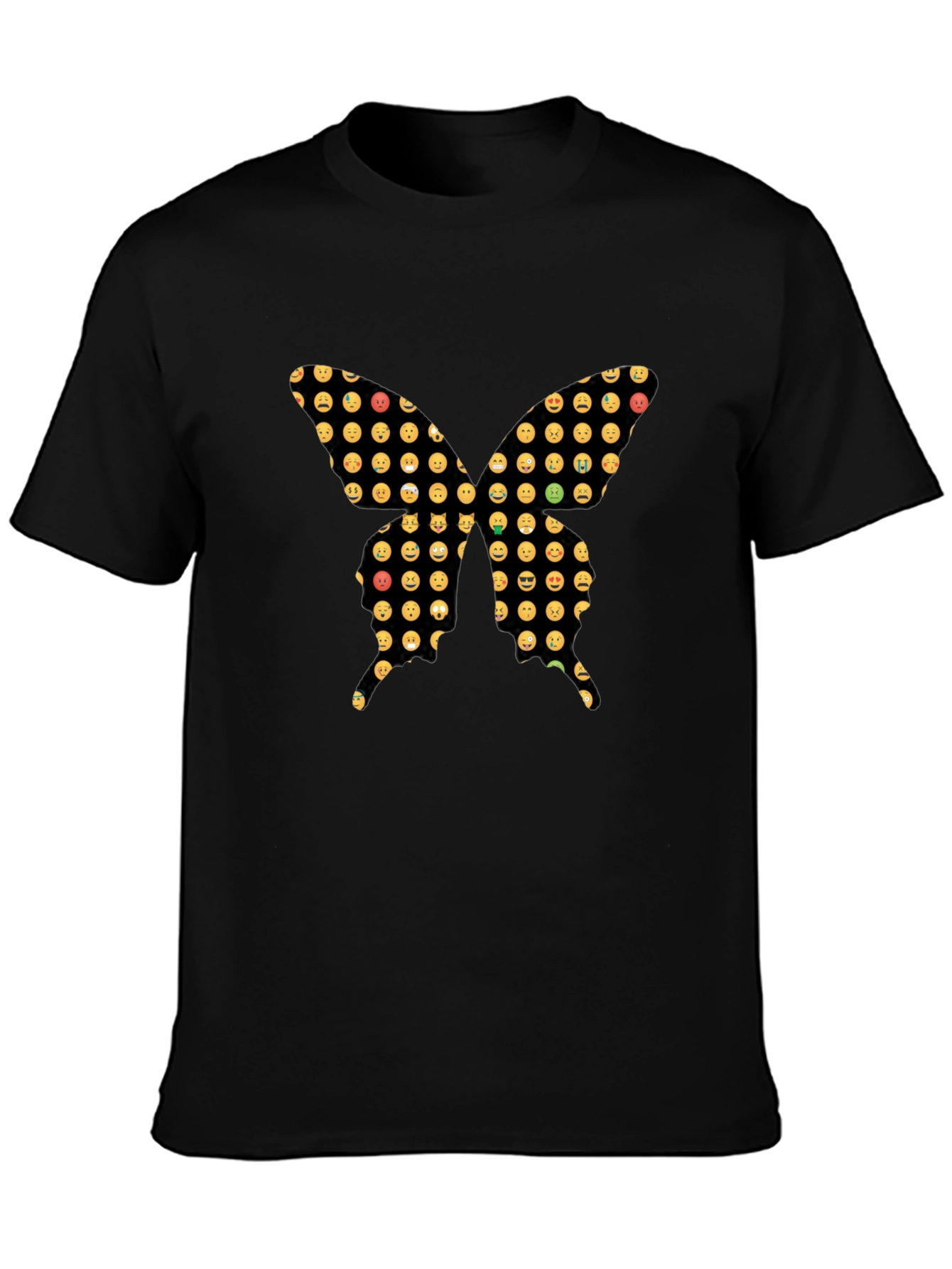 Emoji Butterfly Graphic Black T-Shirt