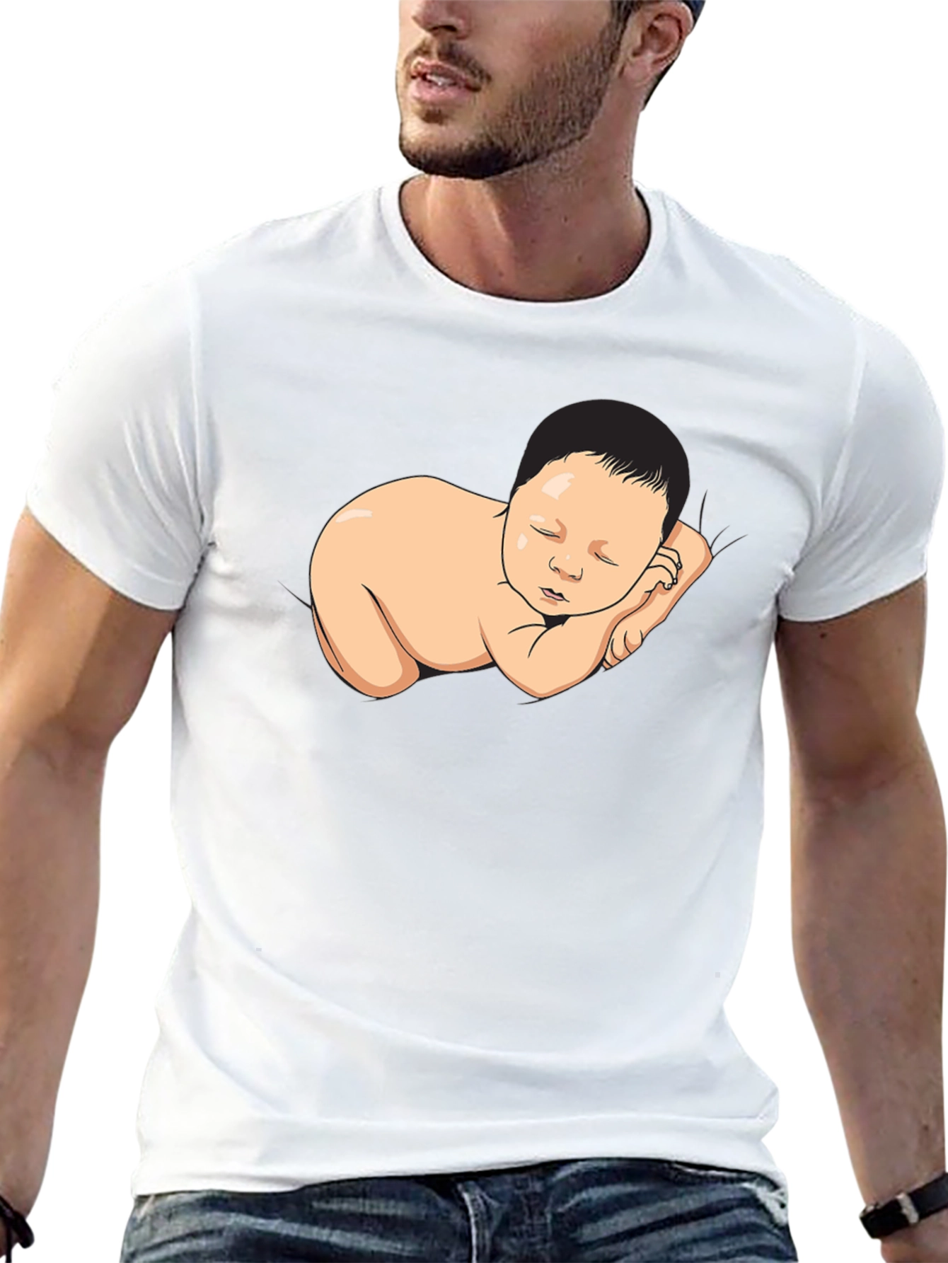 Sleeping Baby Graphic Black T-Shirt