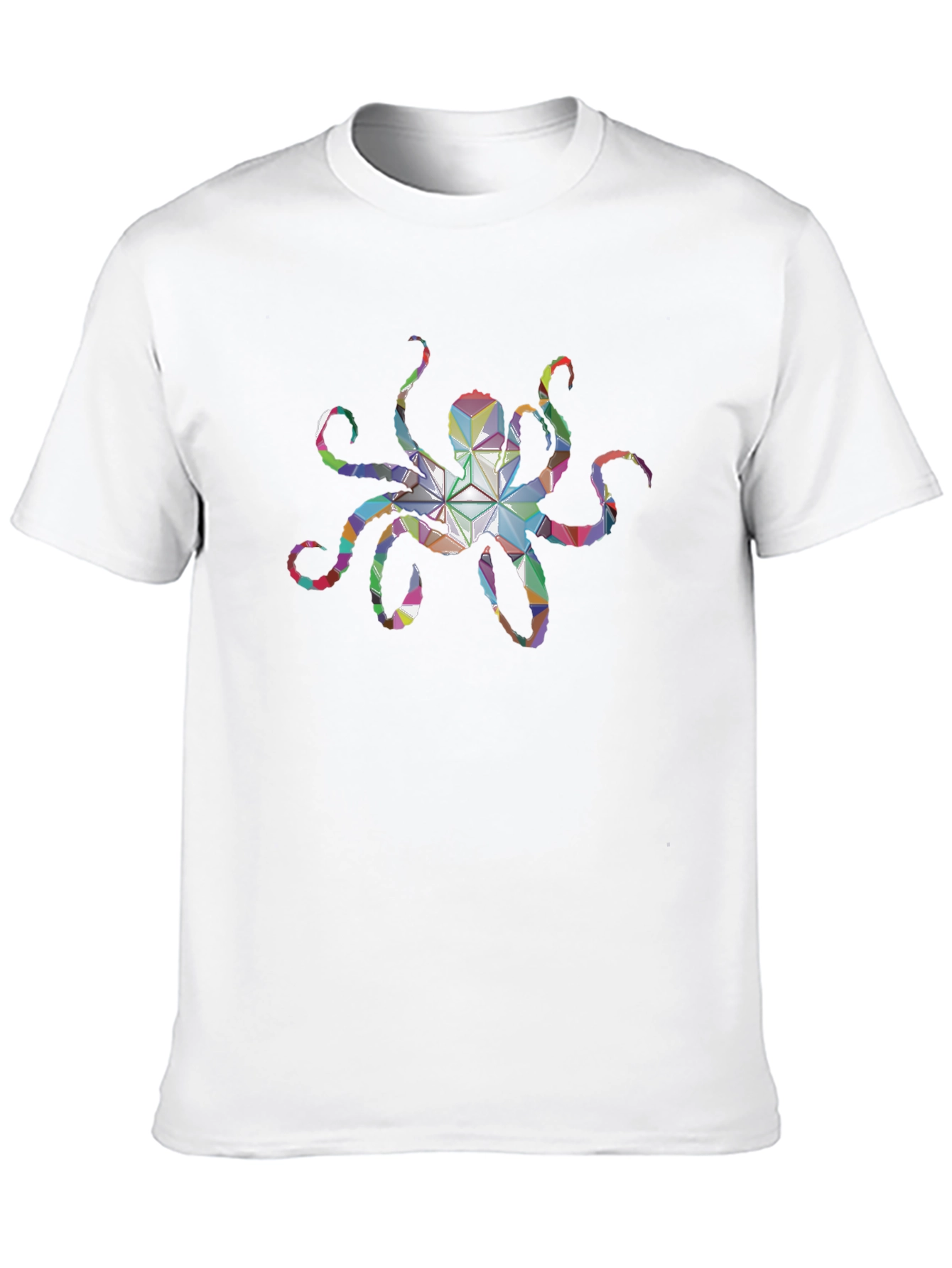 Geometric Octopus Graphic Tee - Black