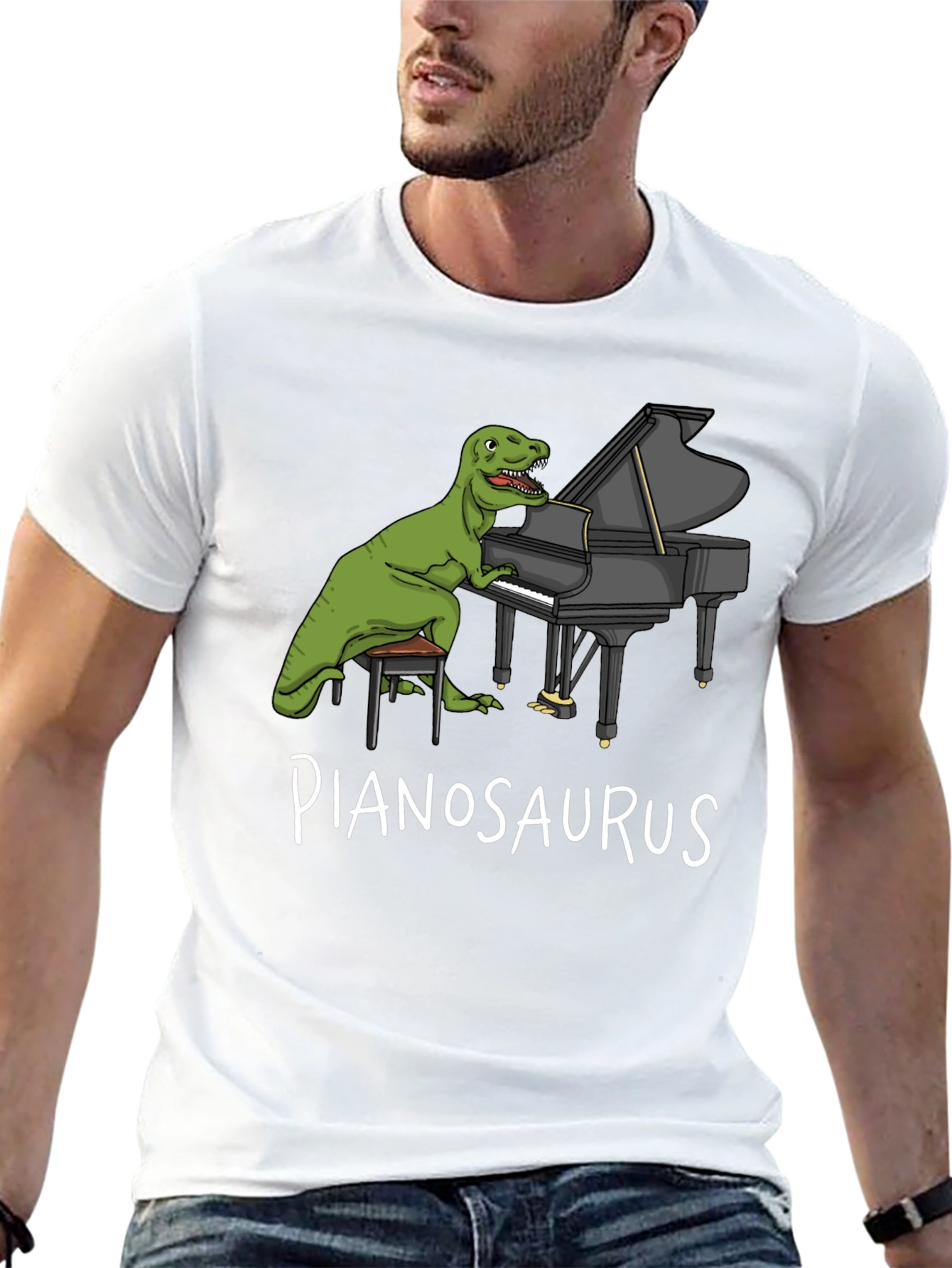 Pianosaurus T-Shirt: Dinosaur Playing Piano