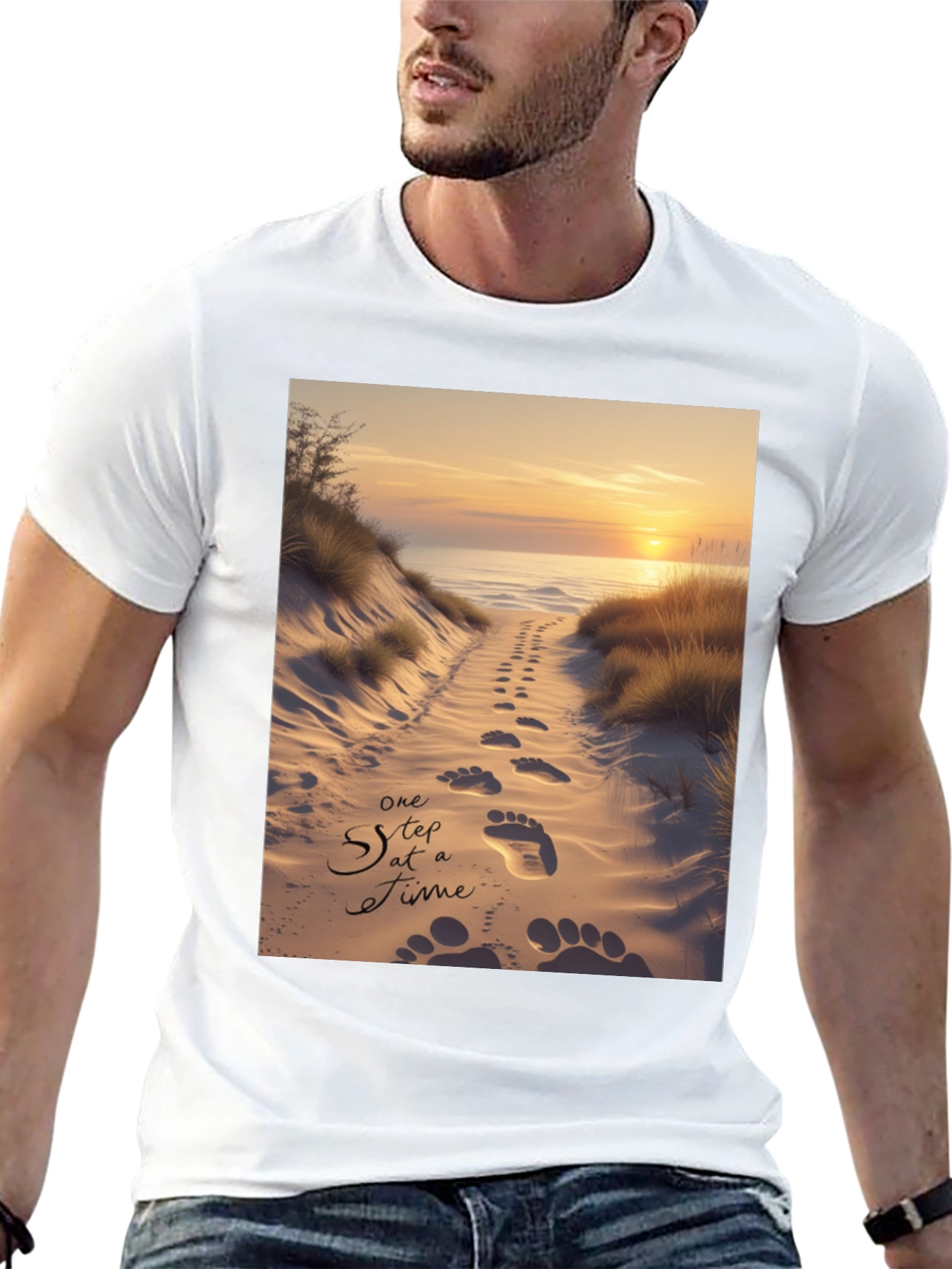 Beach Sunset Footprints T-Shirt