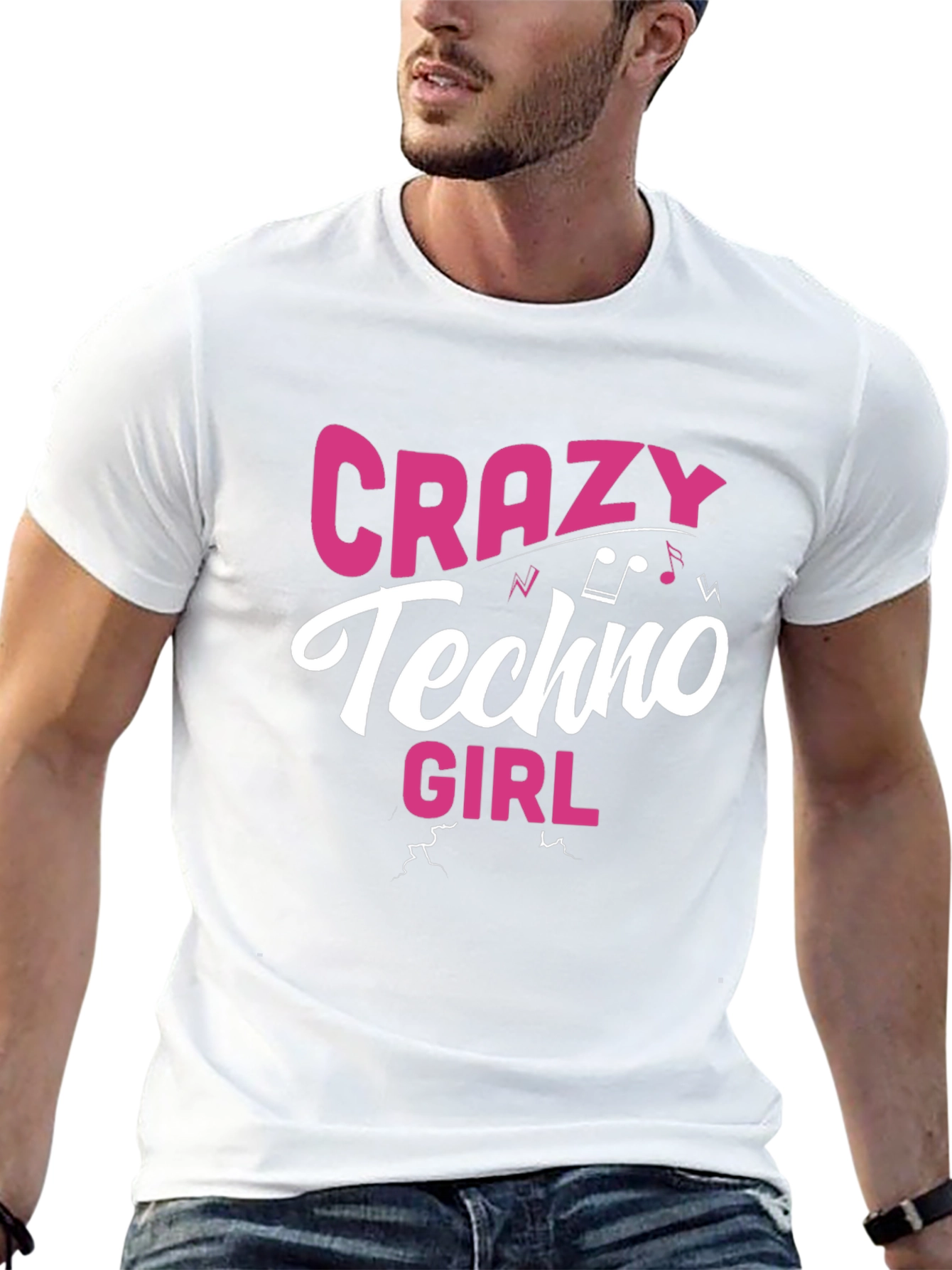 Crazy Techno Girl Graphic T-Shirt - EDM Rave Tee