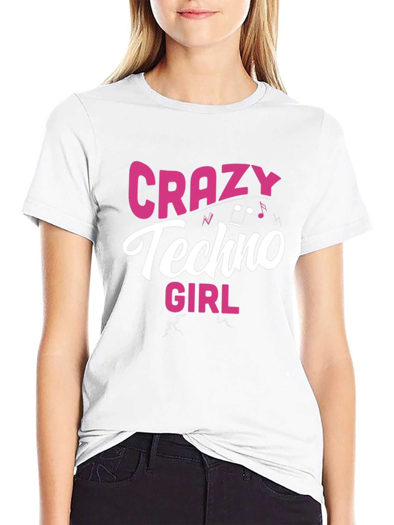 Crazy Techno Girl Graphic T-Shirt - EDM Rave Tee