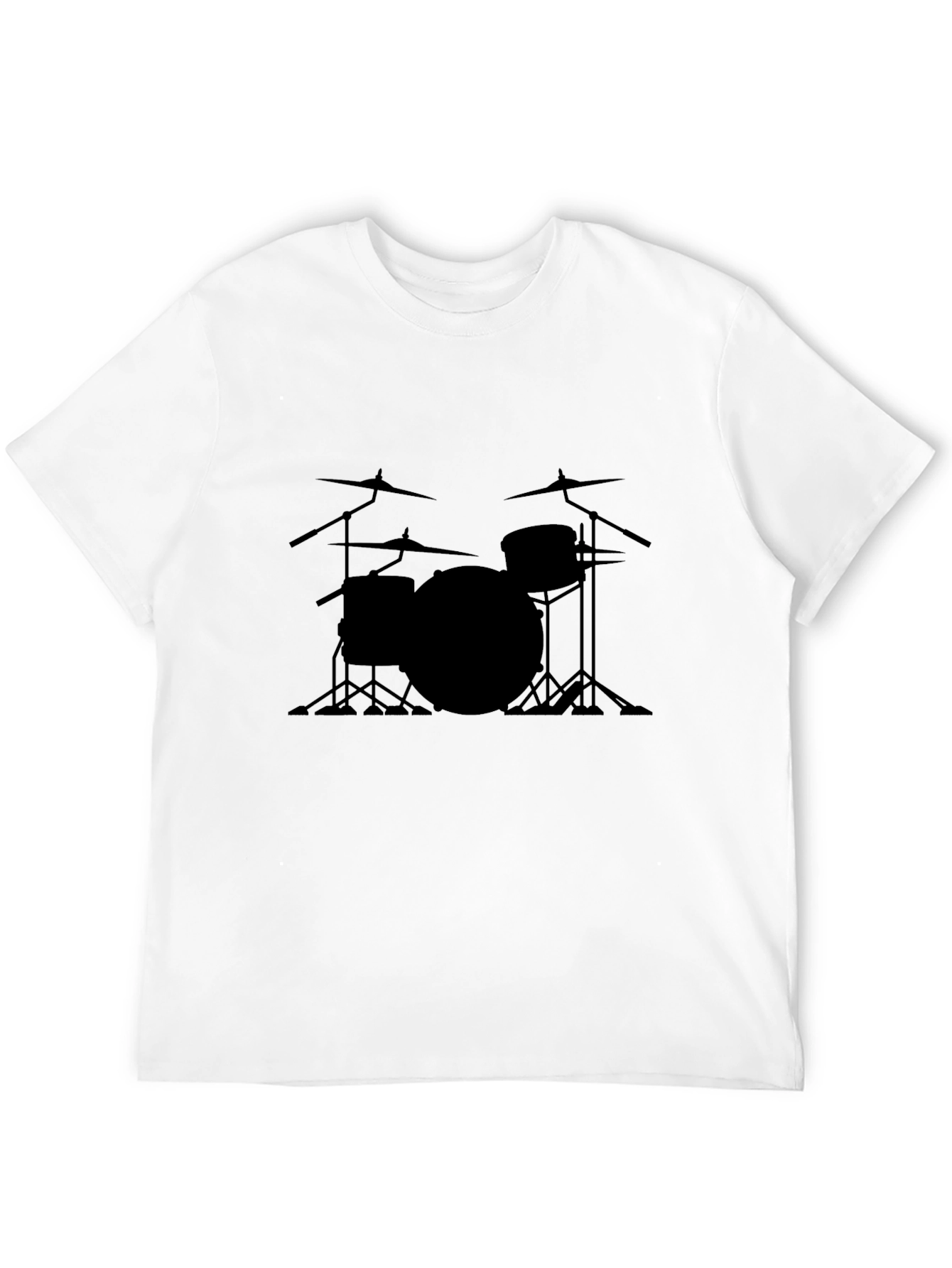 Drum Set Graphic Tee - Black Crew Neck T-Shirt