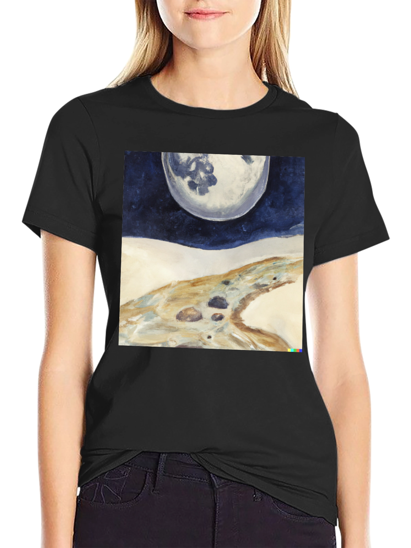 Lunar Landscape Graphic Tee - Modern Art Shirt