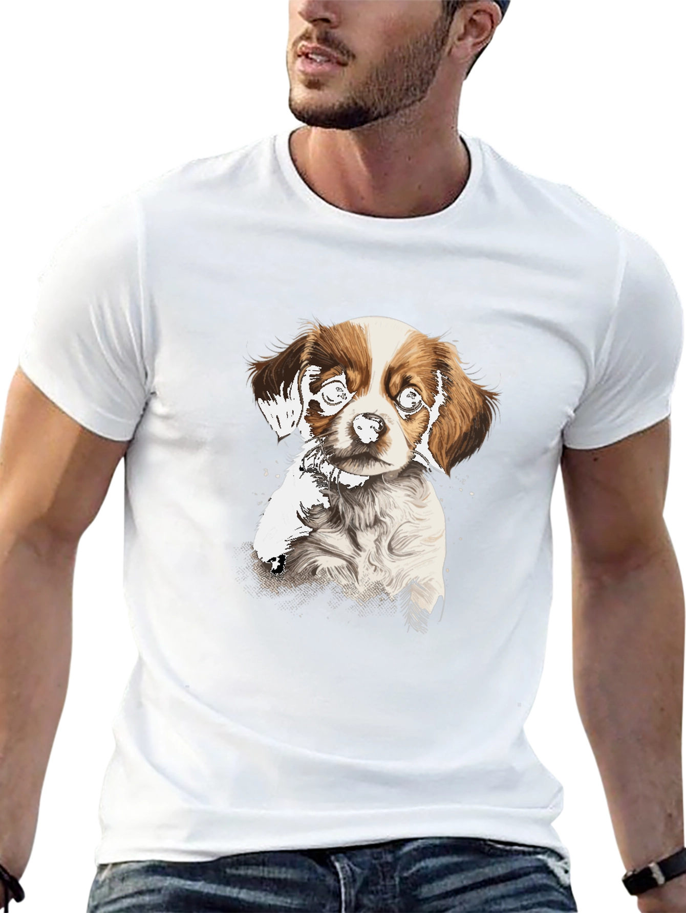 Dog Graphic Print Black T-Shirt