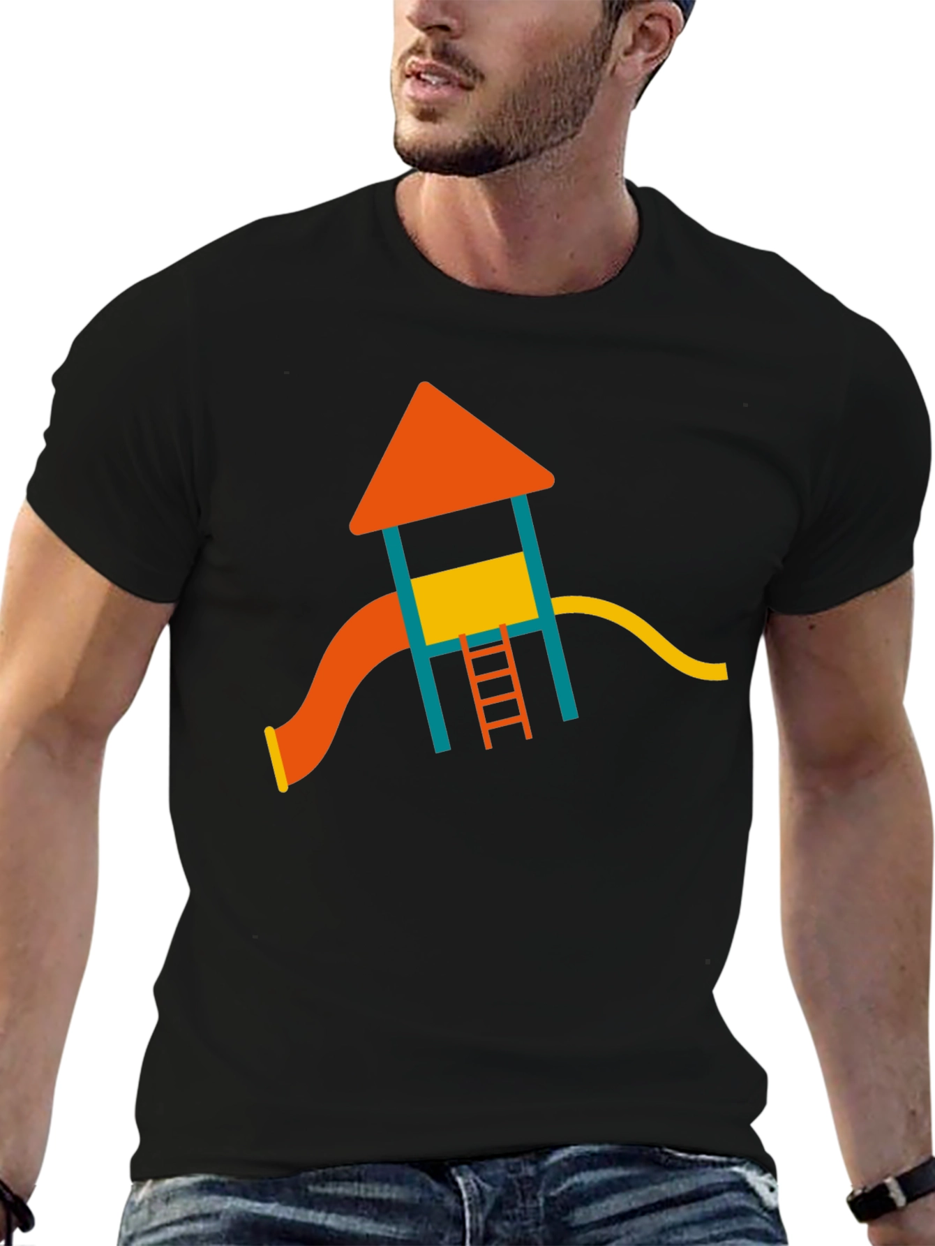 Playground Fun Graphic Tee - Soft Black Cotton