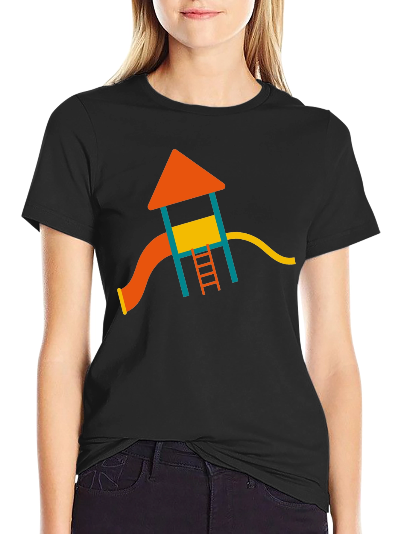 Playground Fun Graphic Tee - Soft Black Cotton