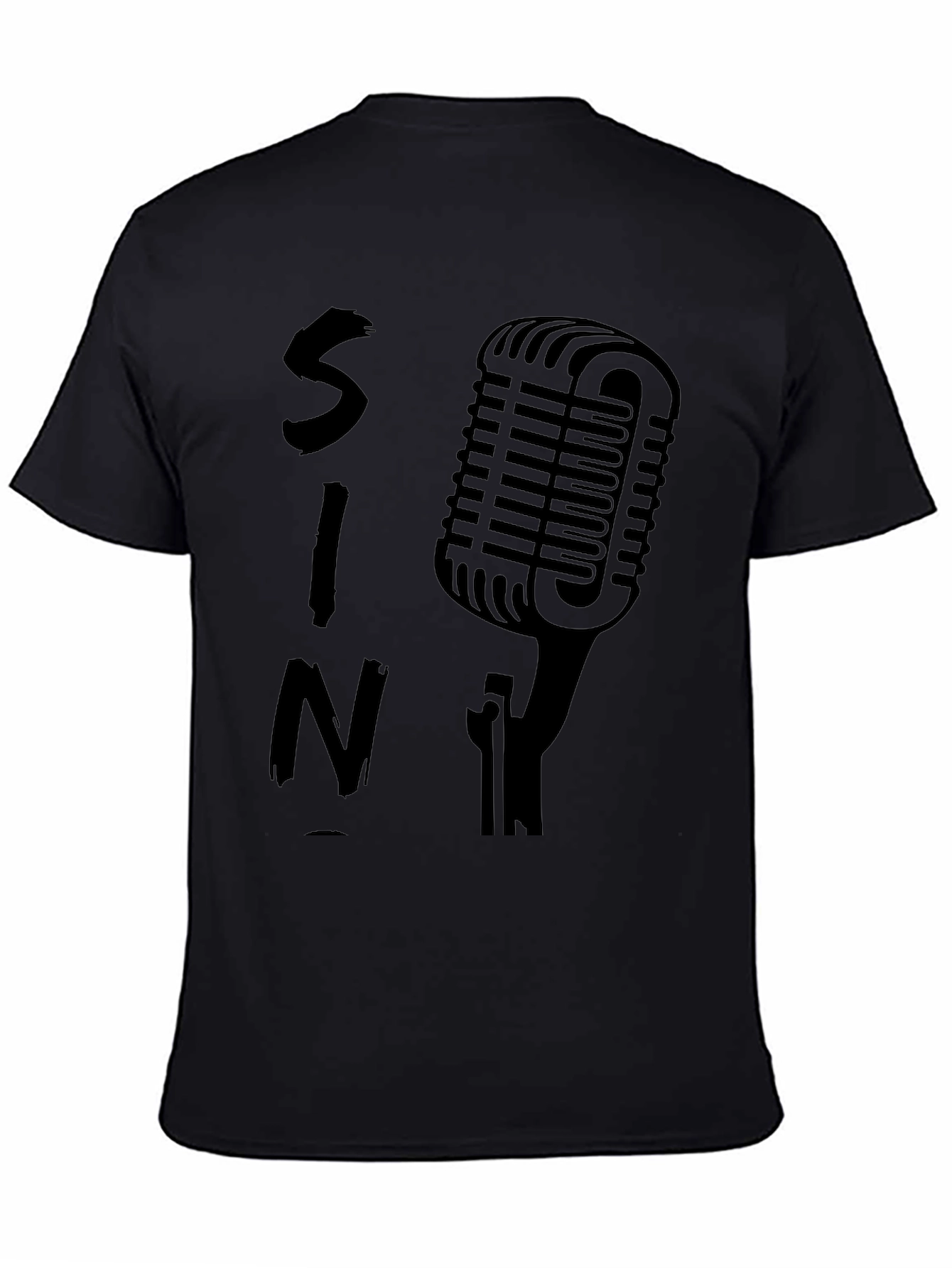Retro Microphone Black Graphic Tee