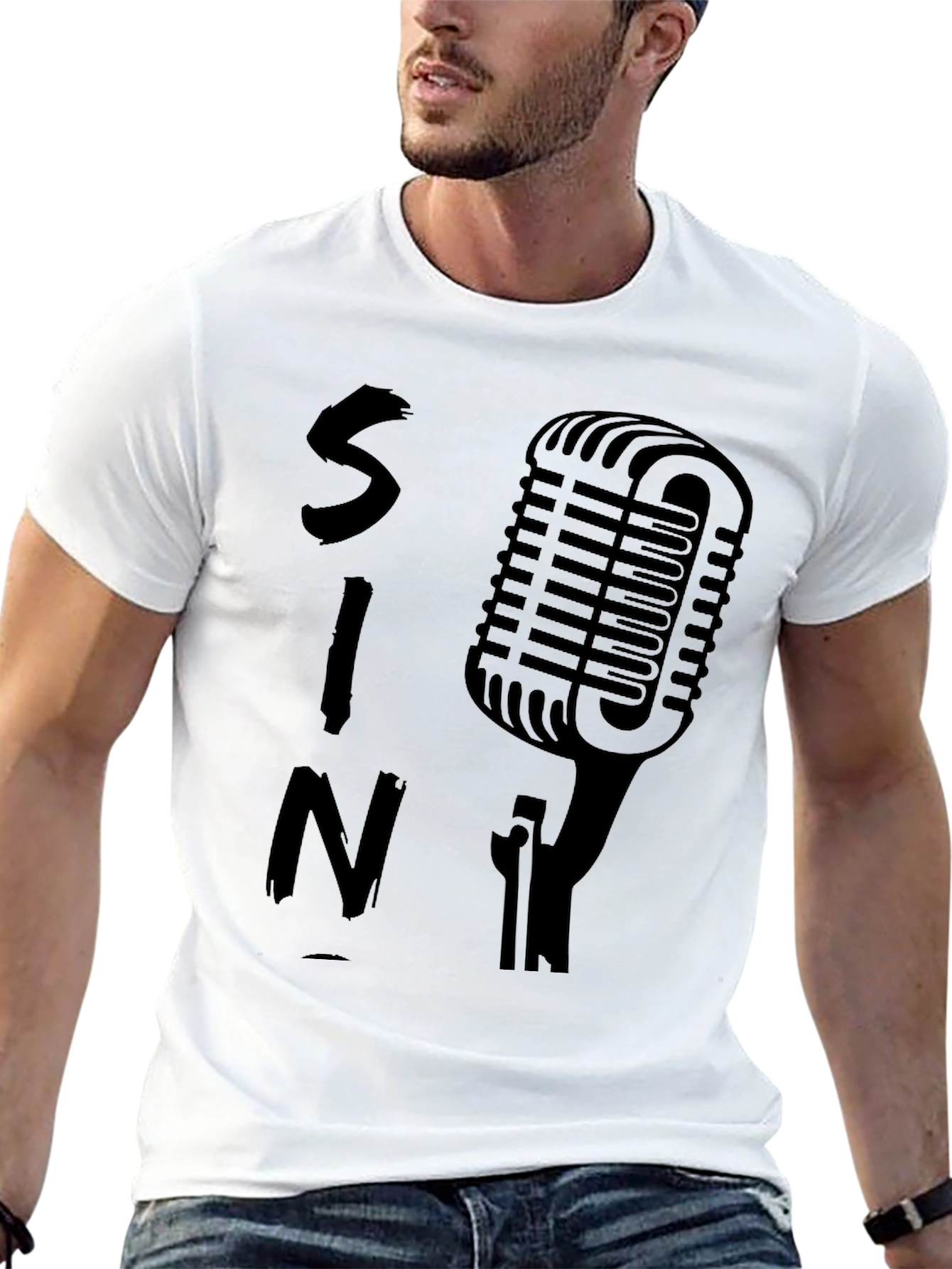 Retro Microphone Black Graphic Tee