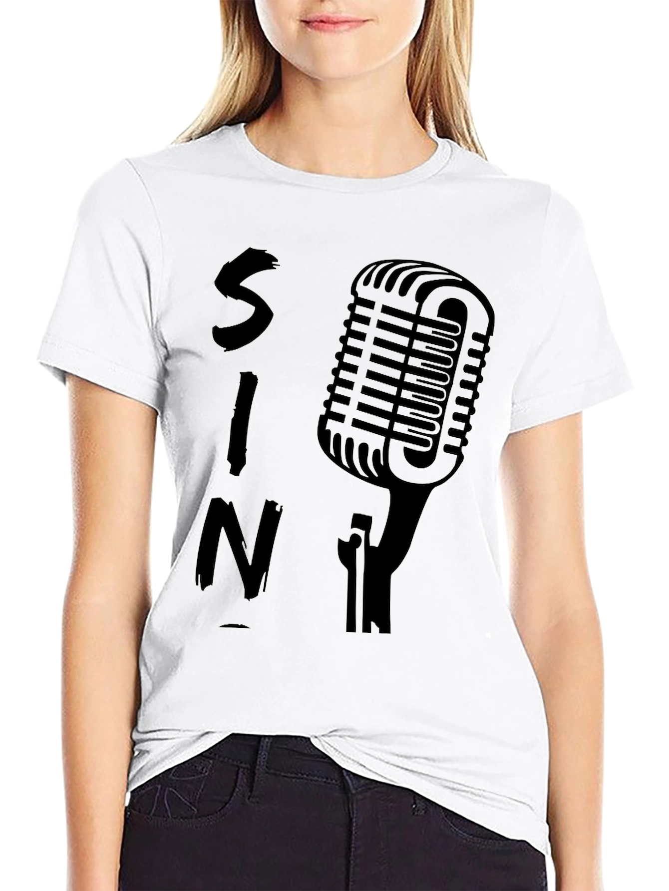 Retro Microphone Black Graphic Tee