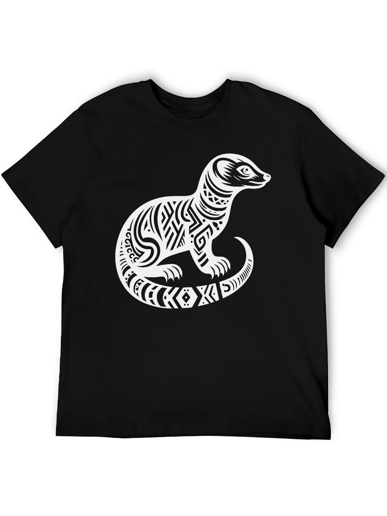 Tribal Ferret Graphic Tee - Unique Animal Design