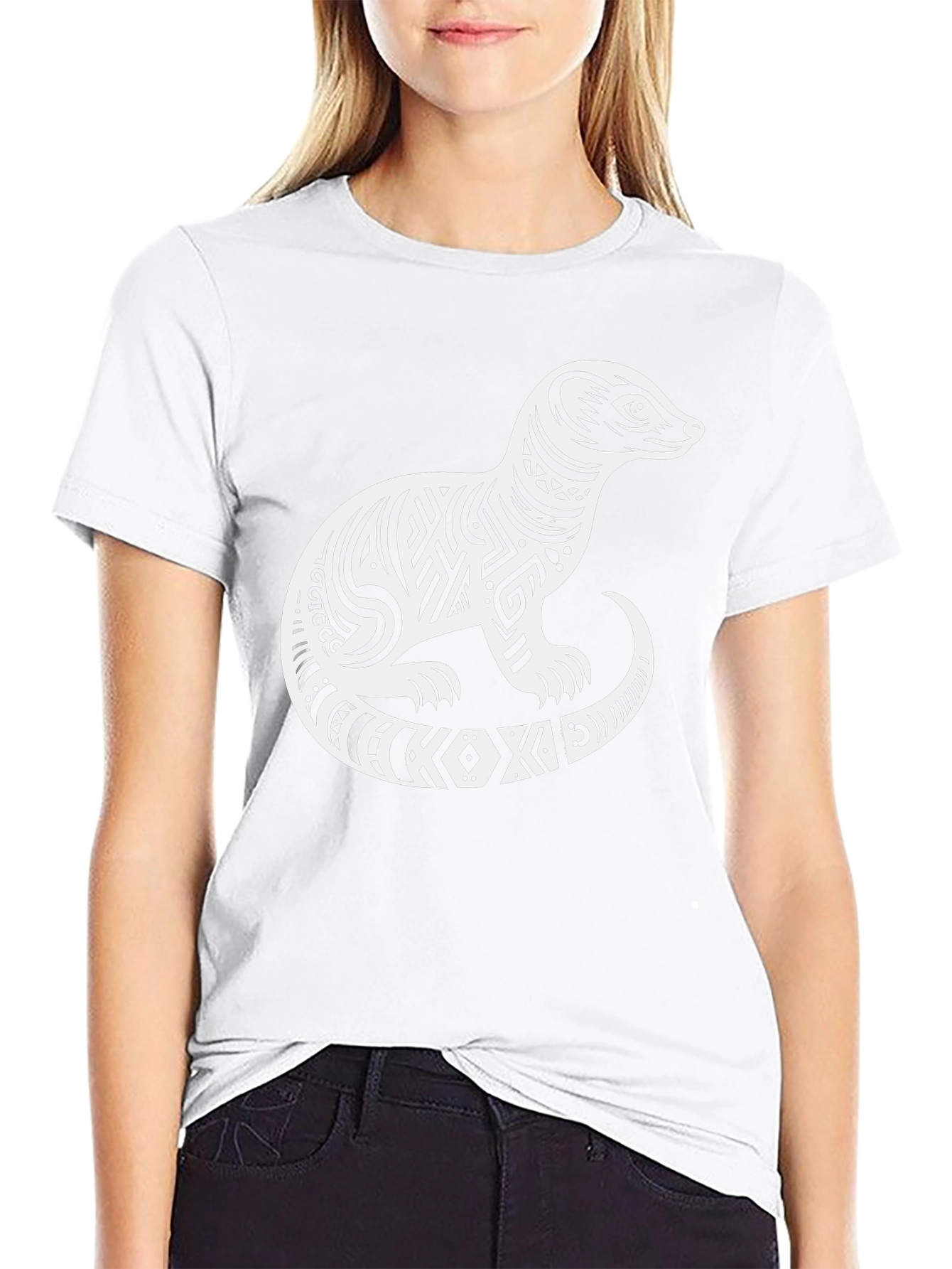 Tribal Ferret Graphic Tee - Unique Animal Design