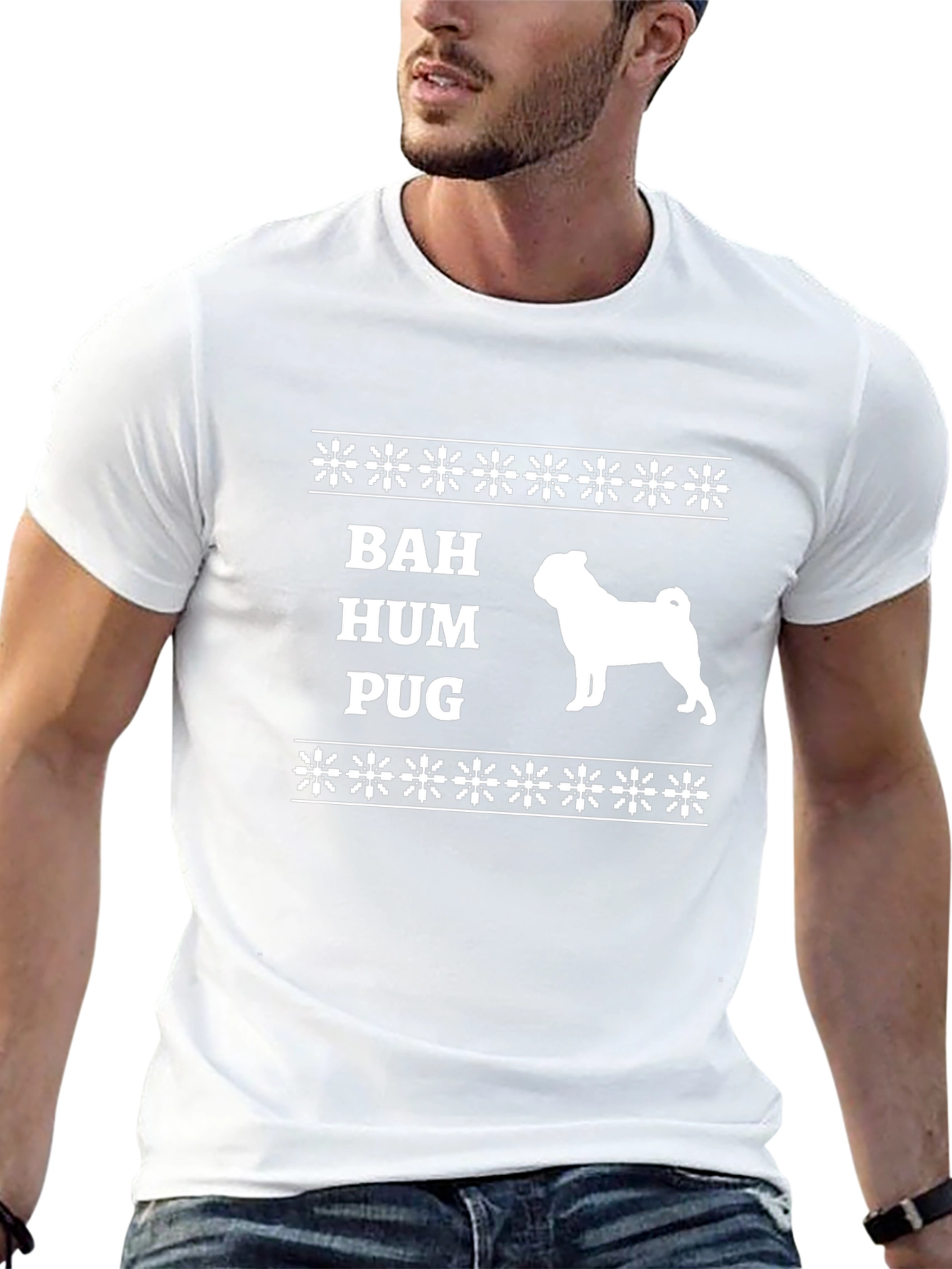 Bah Hum Pug Ugly Christmas T-Shirt Black