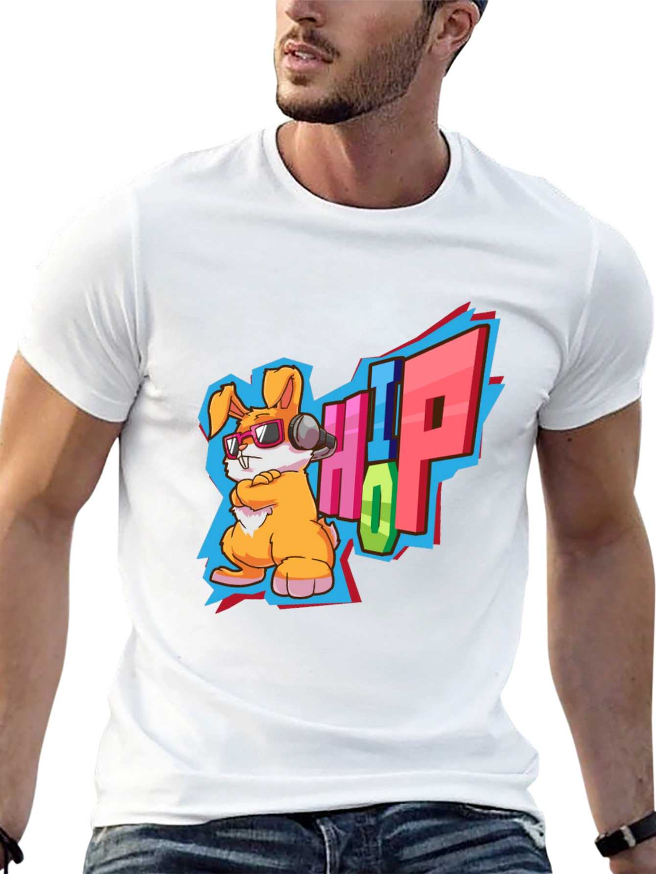 Hip Hop Rabbit Graphic T-Shirt