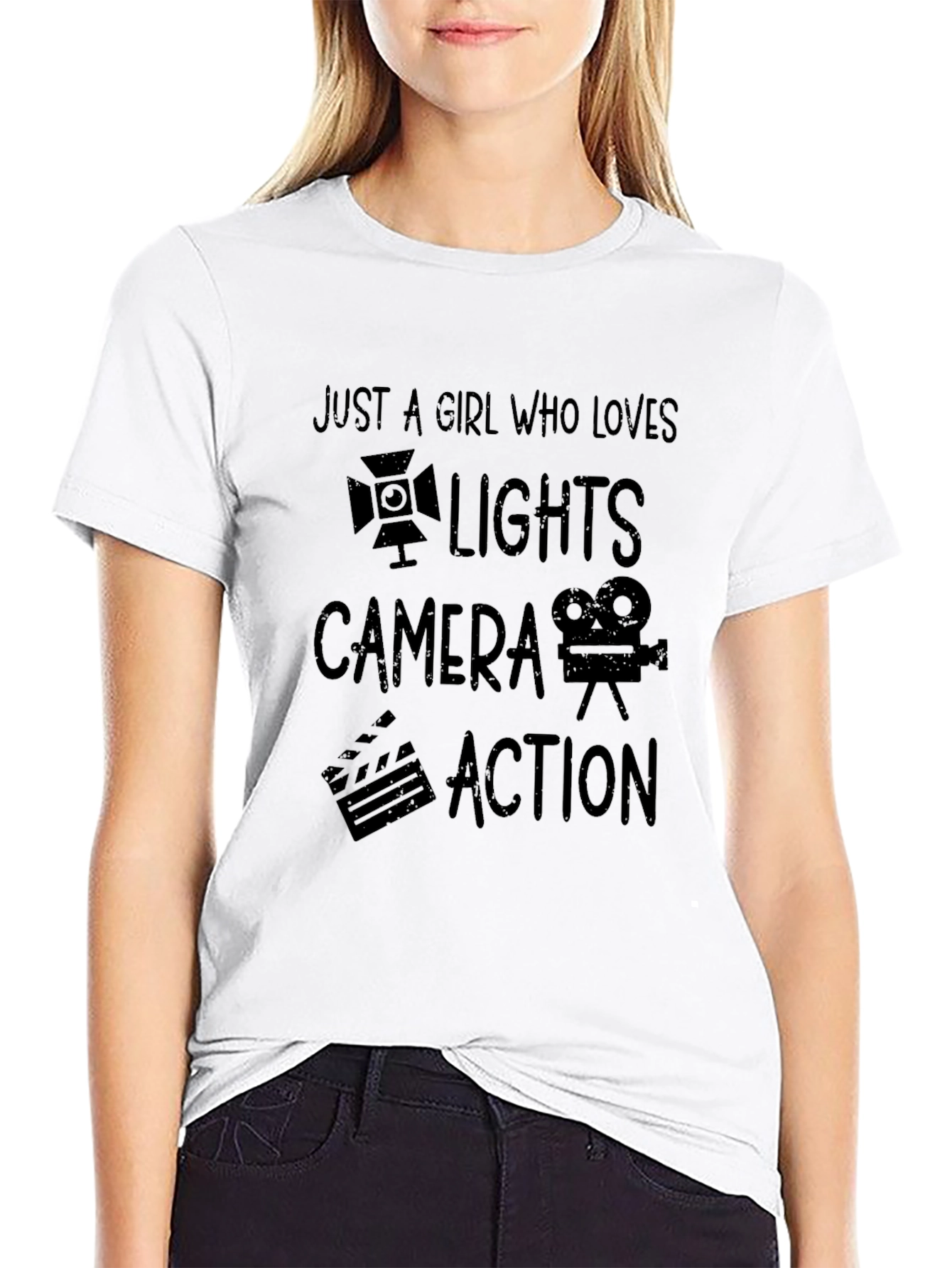 Just A Girl Who Loves Lights Camera Action T-Shirt