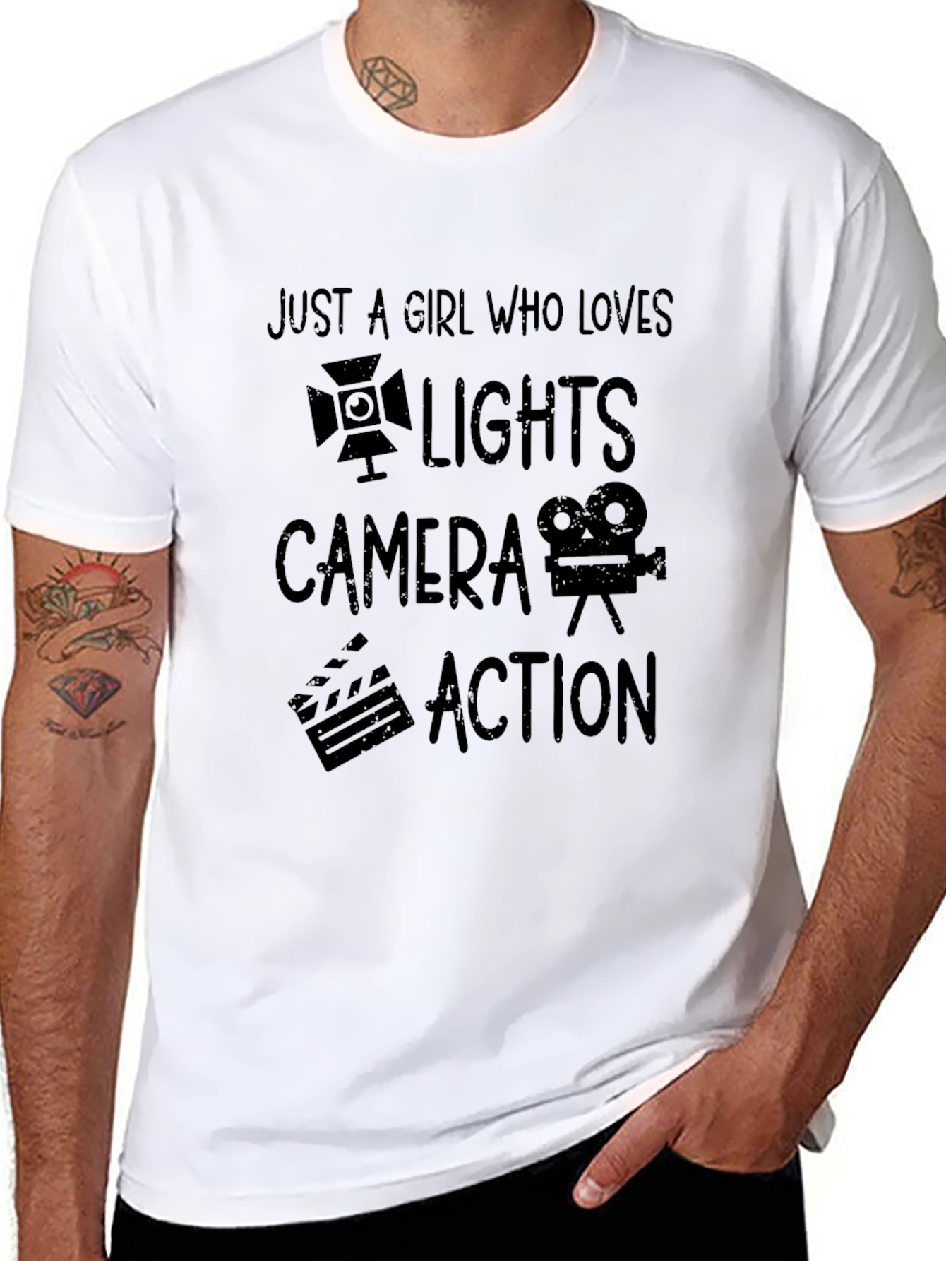 Just A Girl Who Loves Lights Camera Action T-Shirt
