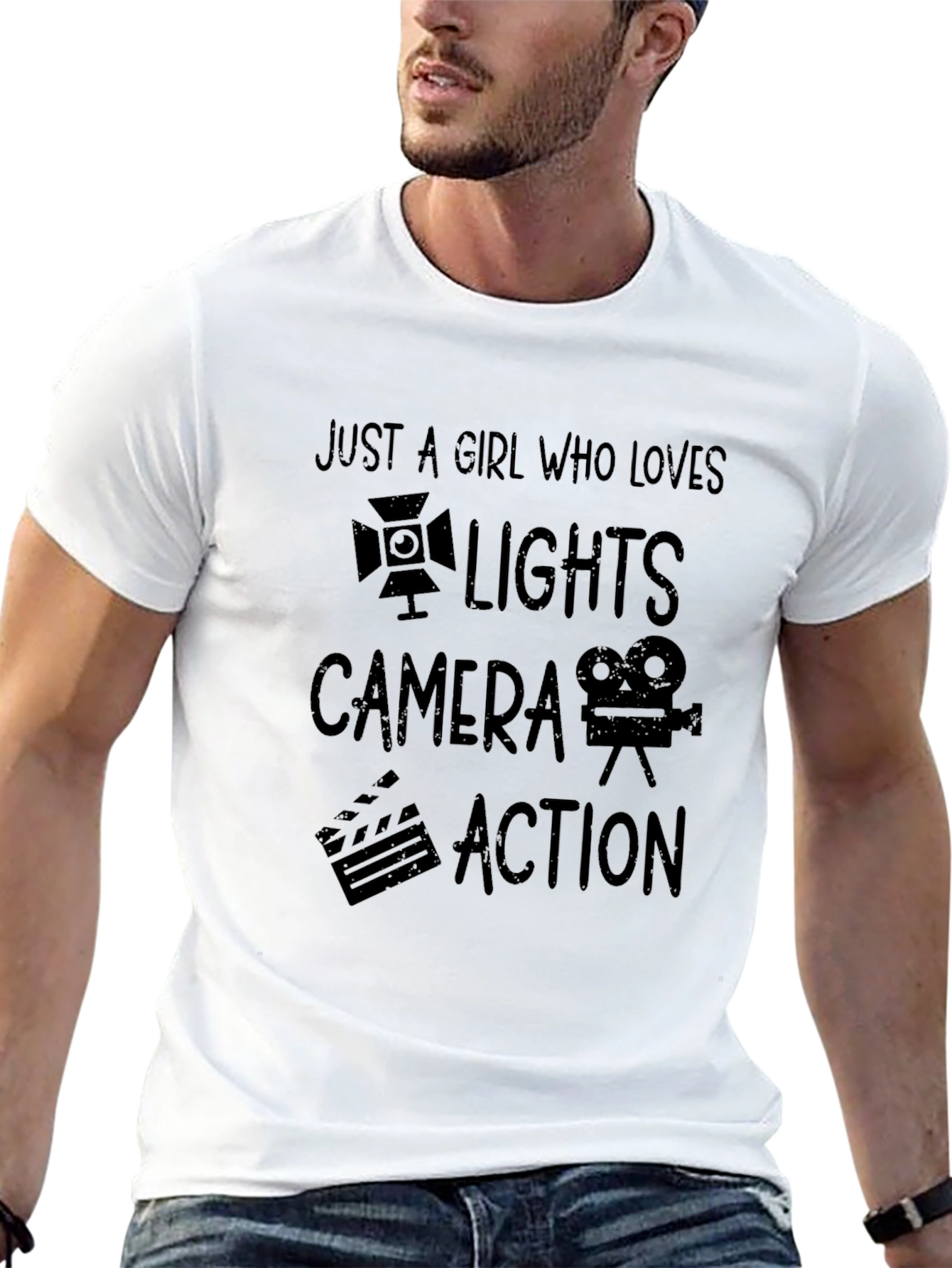 Just A Girl Who Loves Lights Camera Action T-Shirt