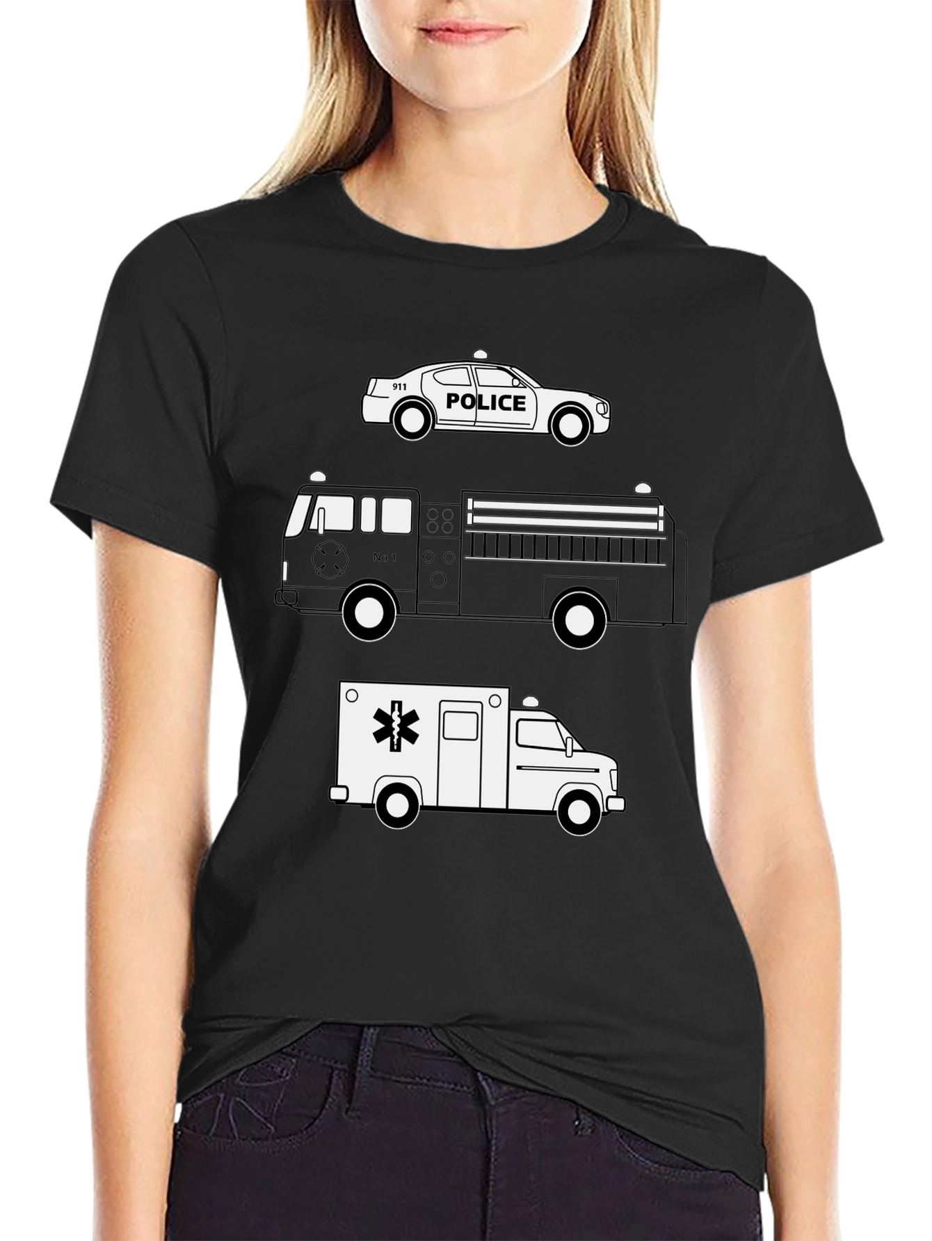 Emergency Vehicle T-Shirt: Police Fire Ambulance