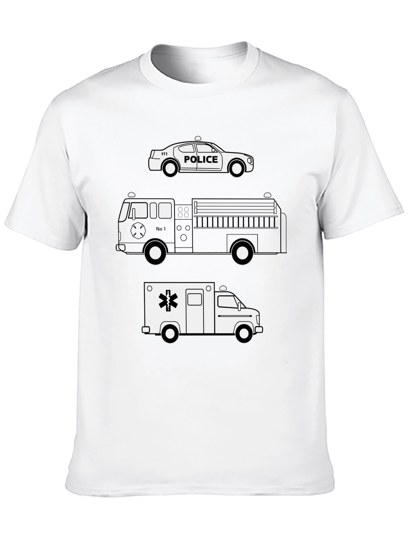 Emergency Vehicle T-Shirt: Police Fire Ambulance