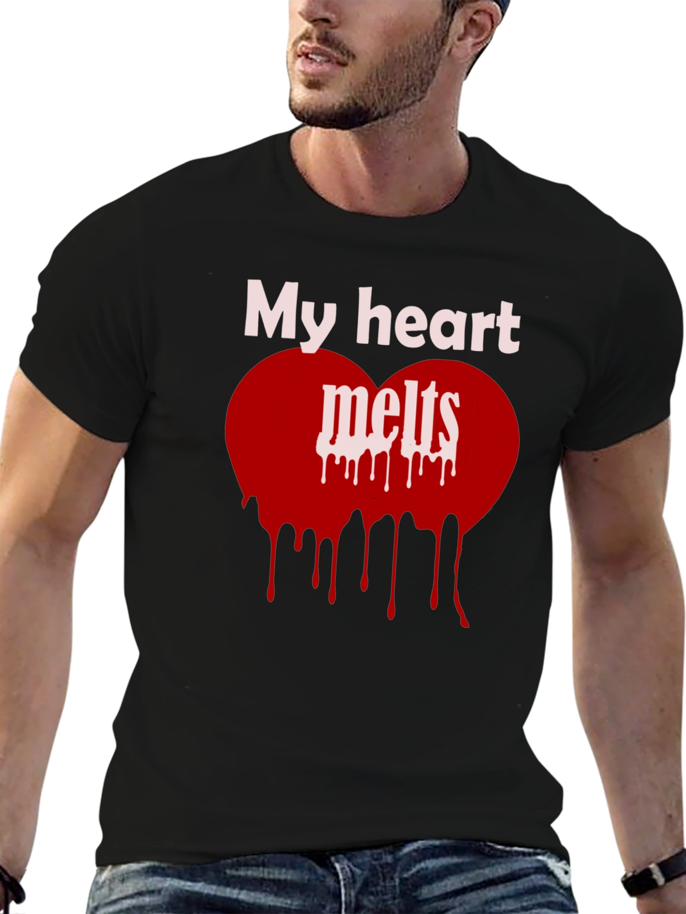 My Heart Melts Graphic Tee - Black Casual T-Shirt