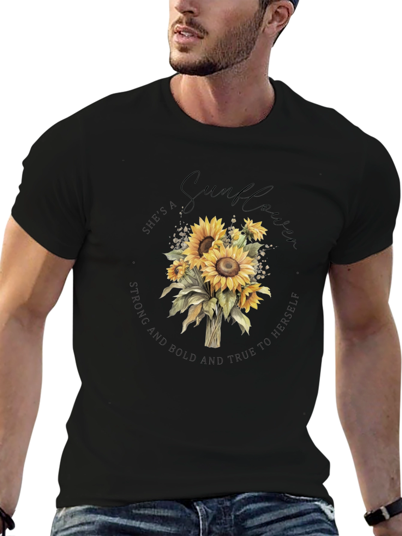 Sunflower Graphic Black T-Shirt