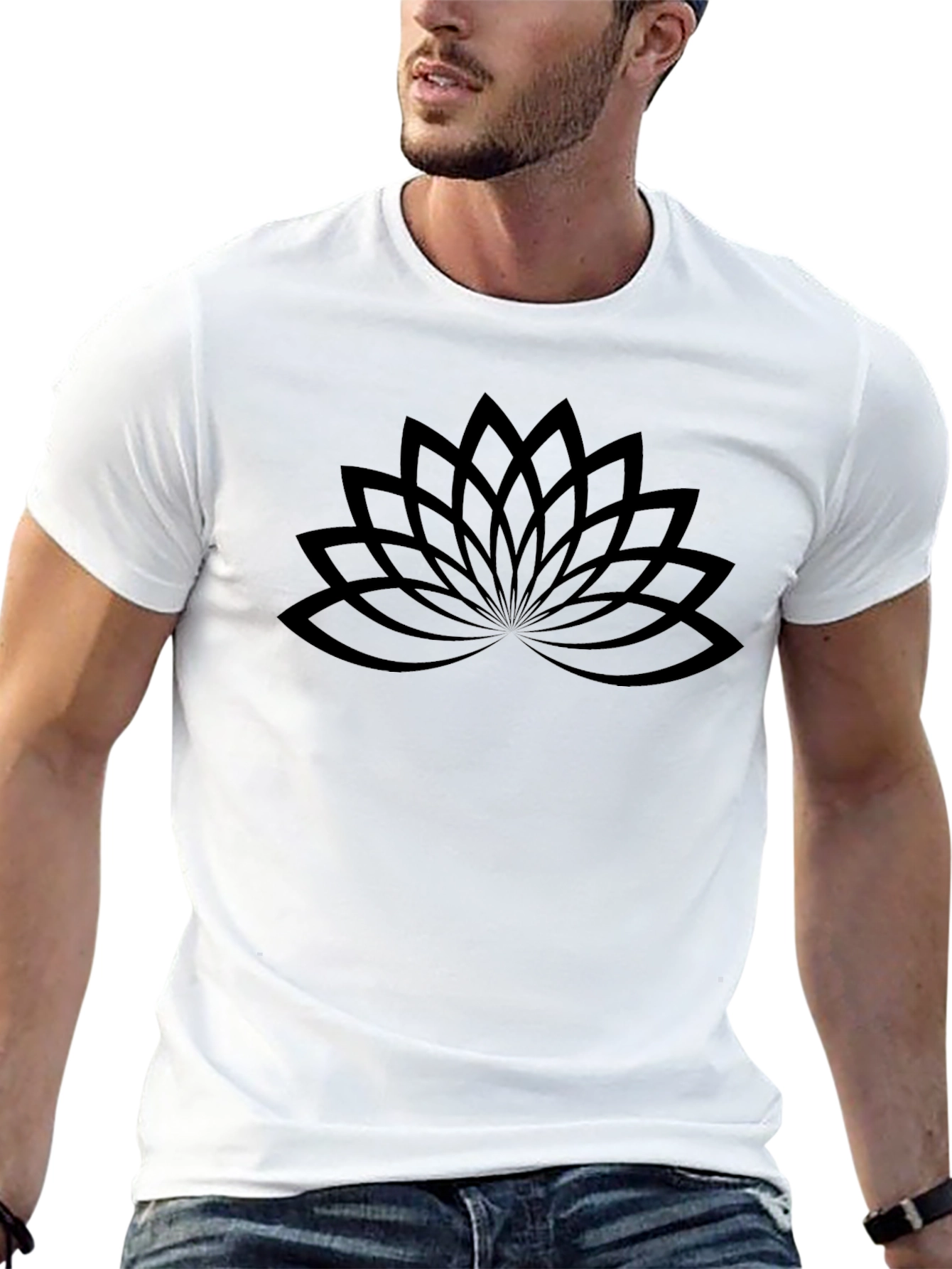 Lotus Flower Graphic Tee - Black Cotton Comfort