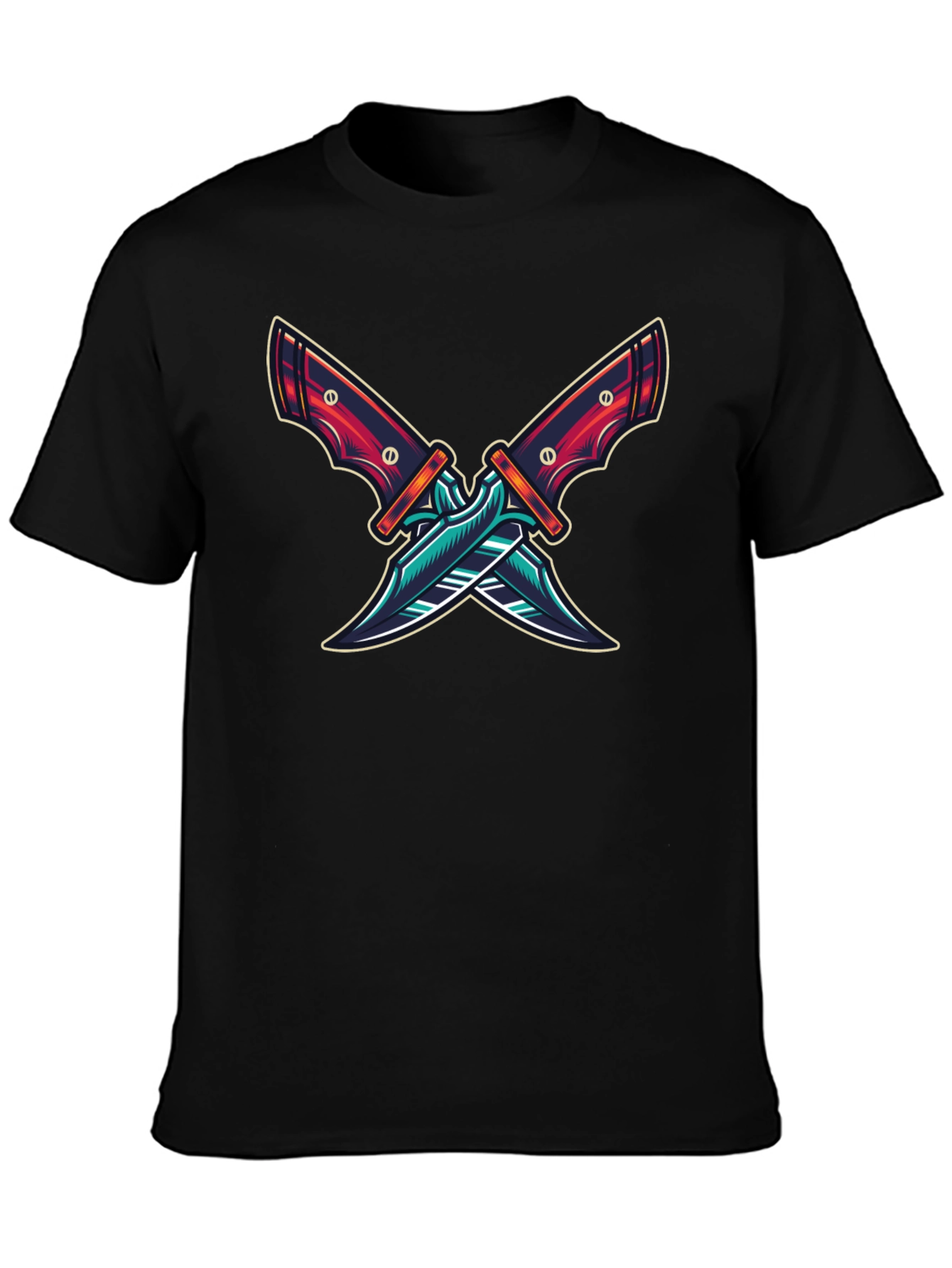 Crossed Blades Graphic T-Shirt - Edgy Design