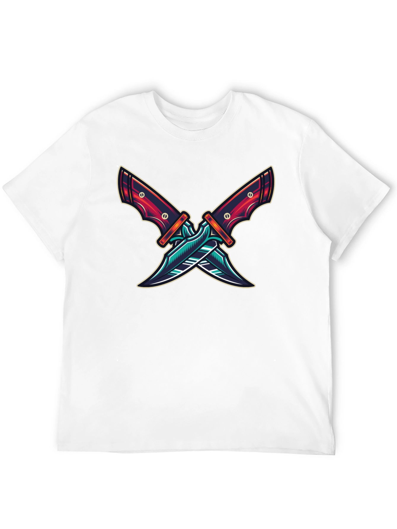 Crossed Blades Graphic T-Shirt - Edgy Design