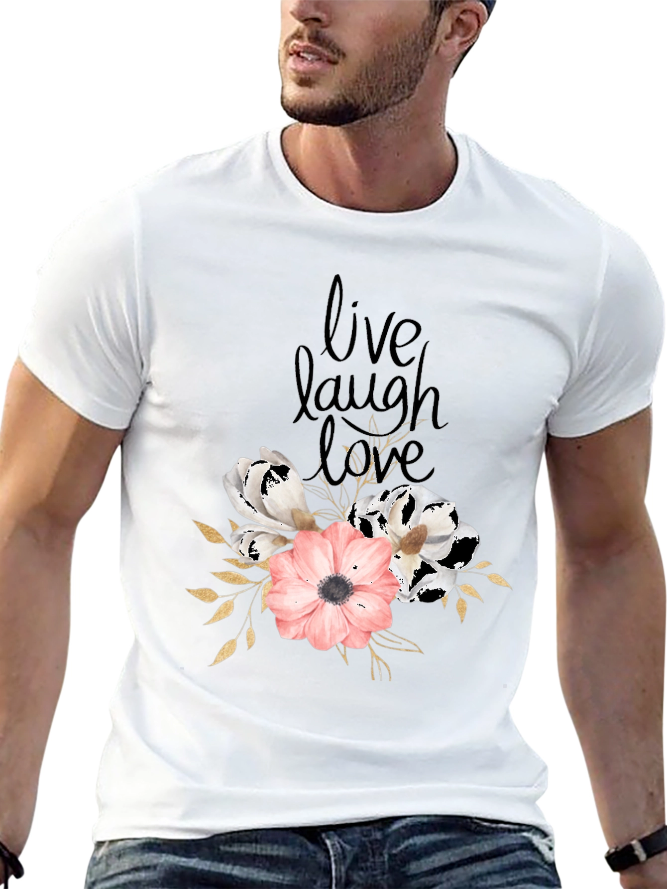 Live Laugh Love Floral Black T-Shirt