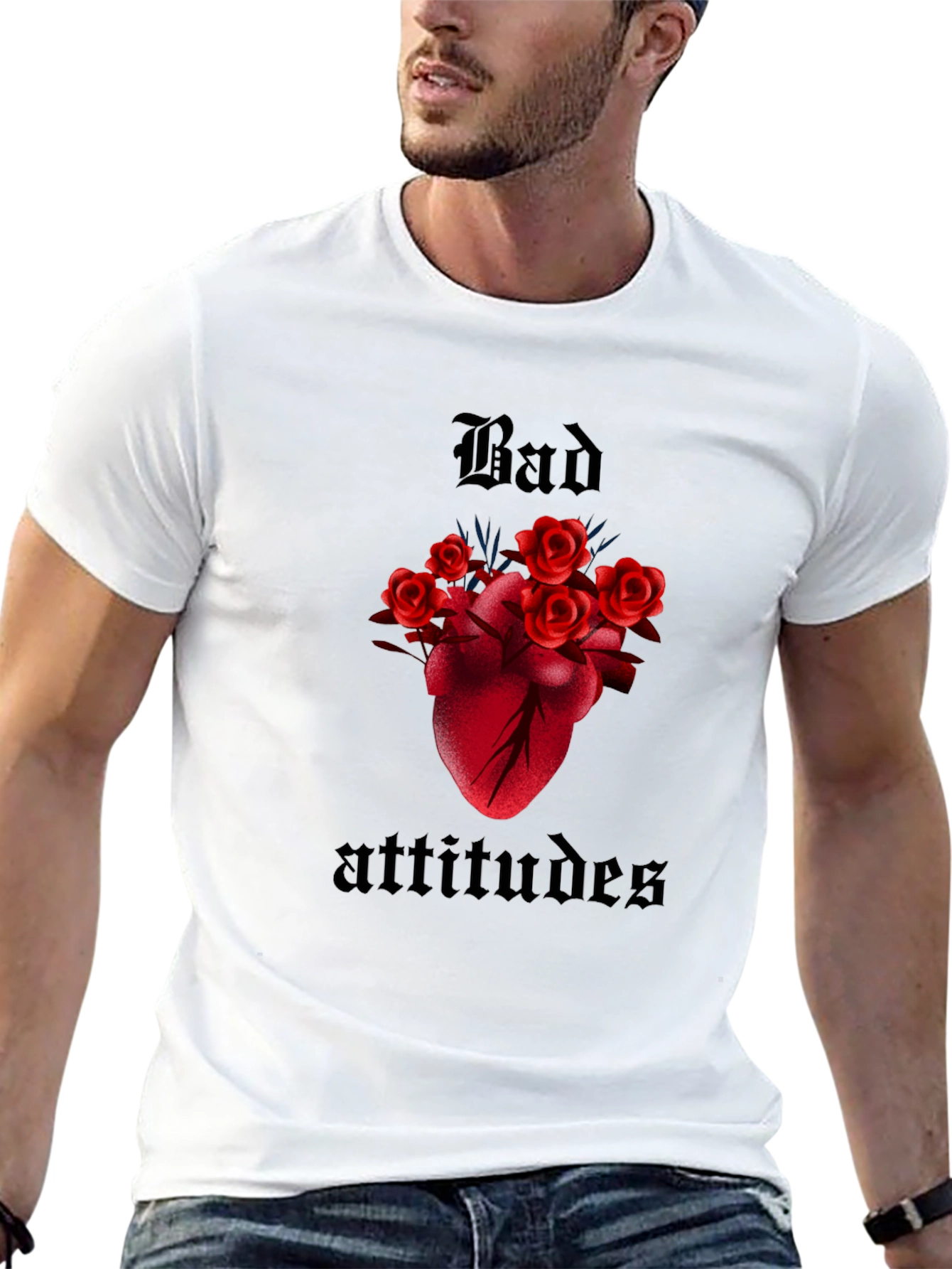 Bad Attitudes Heart and Roses Graphic Tee