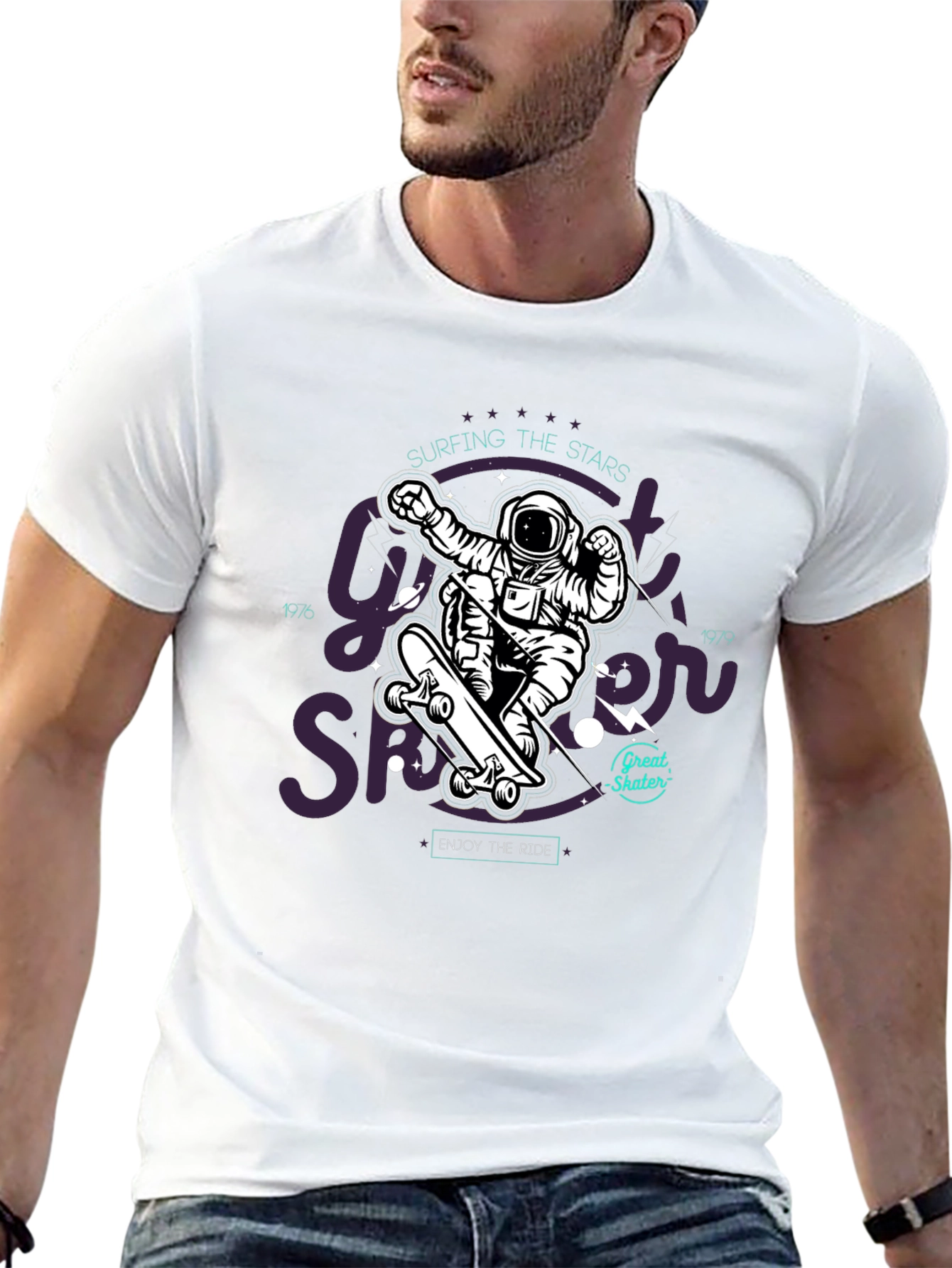 Astronaut Skater Black Graphic T-Shirt