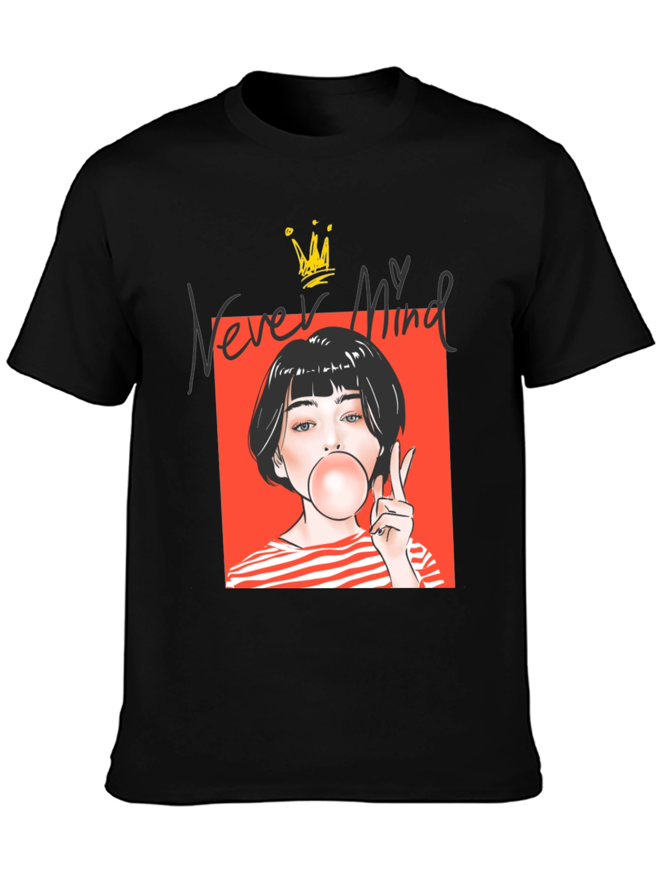 Never Mind Graphic Tee - Black Unisex T-Shirt