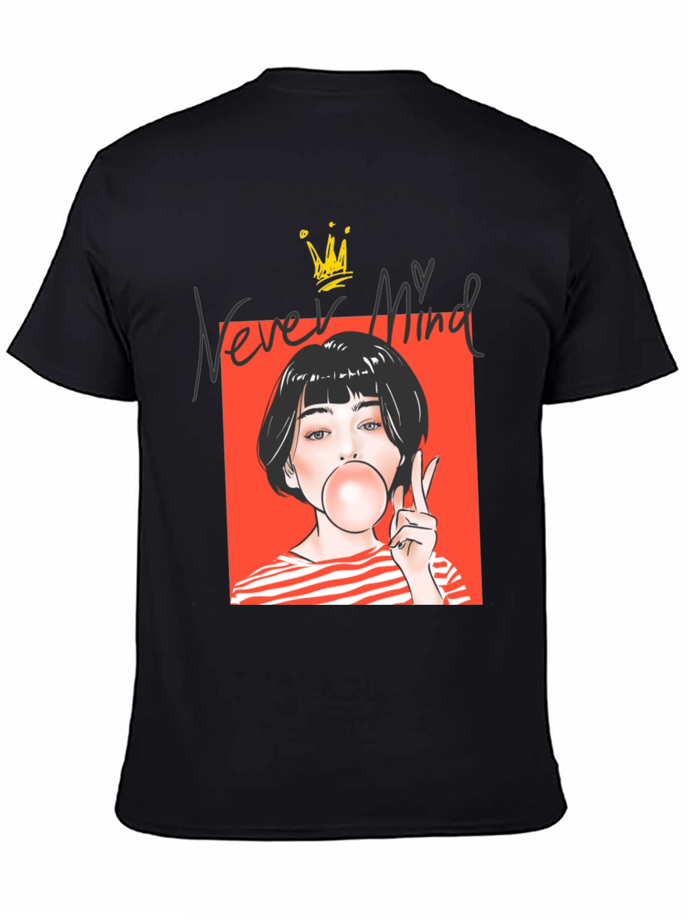 Never Mind Graphic Tee - Black Unisex T-Shirt