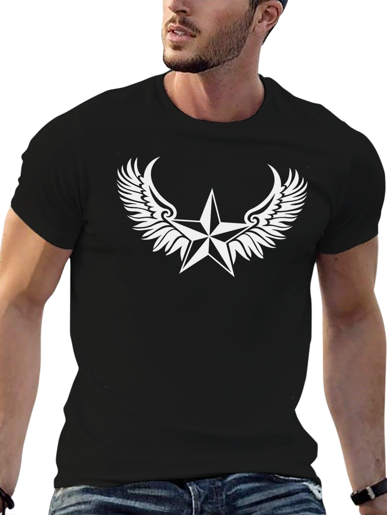 Winged Star Graphic Tee - Black