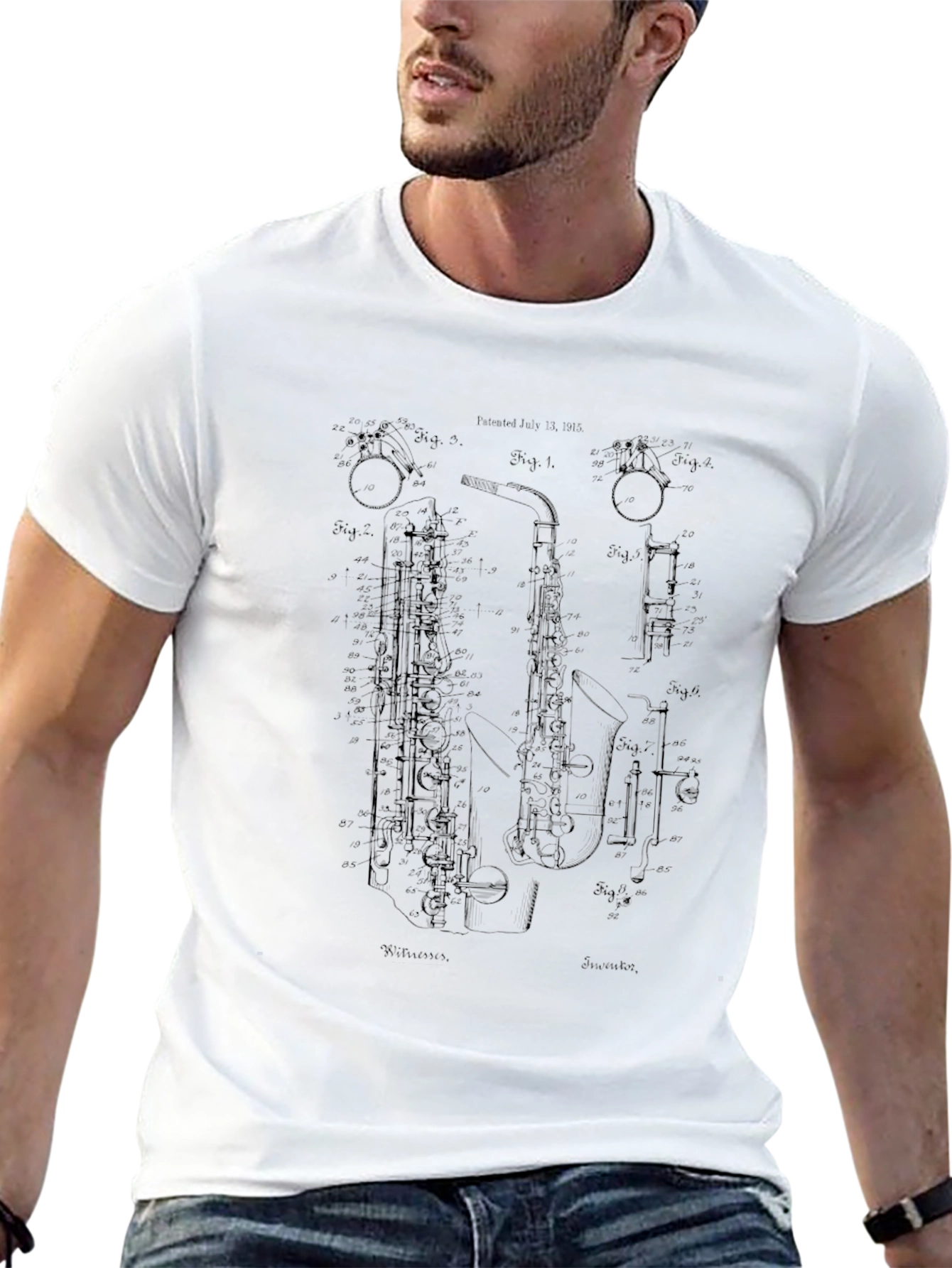Saxophone Patent T-Shirt - Music Lover Tee