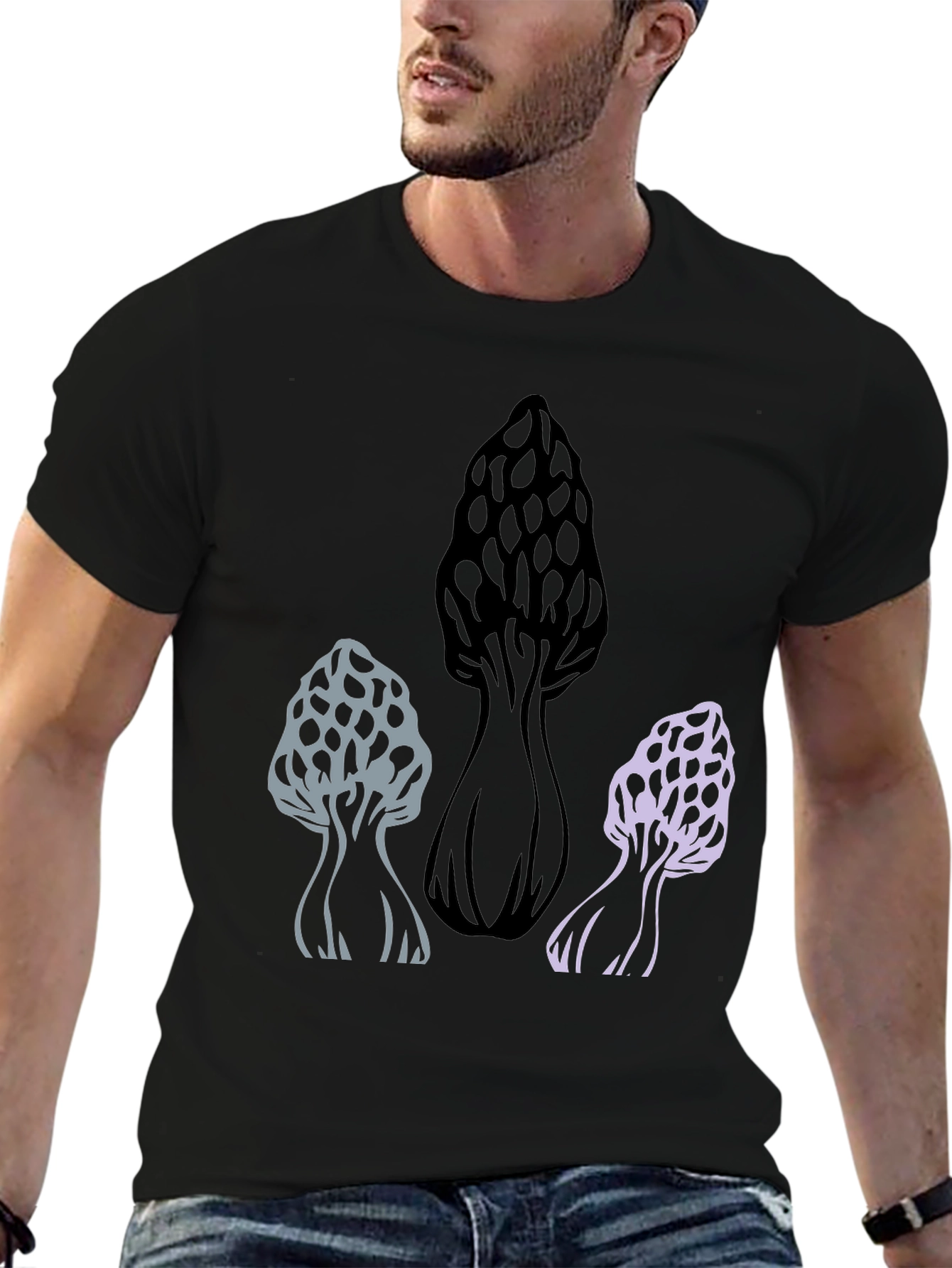 Mushroom Graphic Tee - Black Cotton Blend