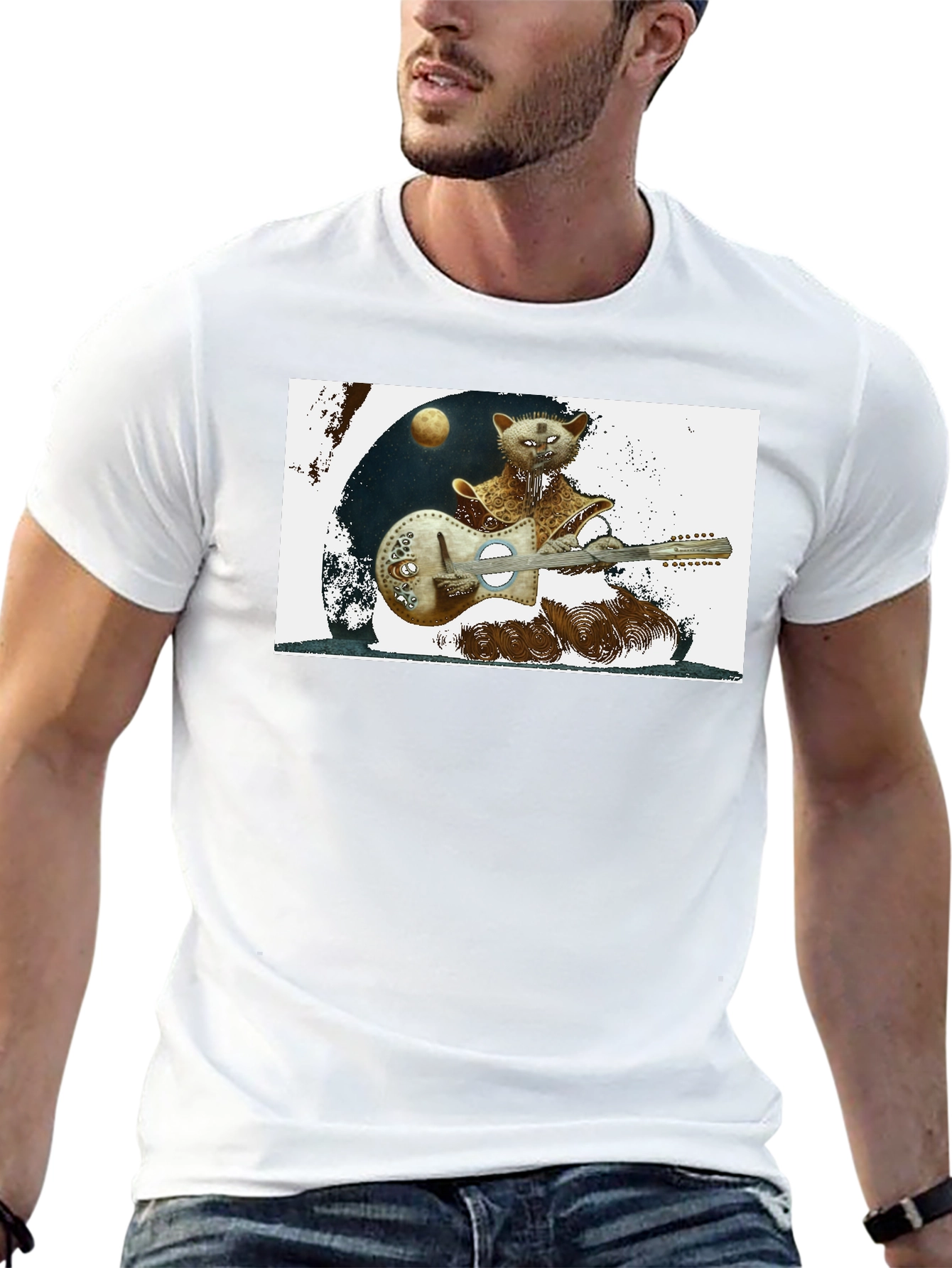 Cool Cat Guitarist Graphic Tee