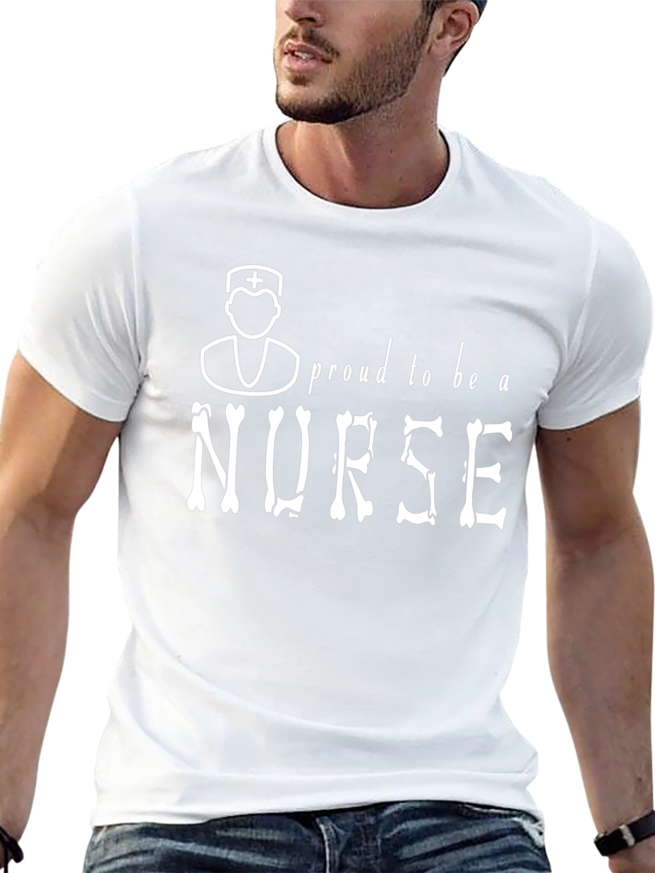 Proud Nurse T-Shirt - Bone Lettering