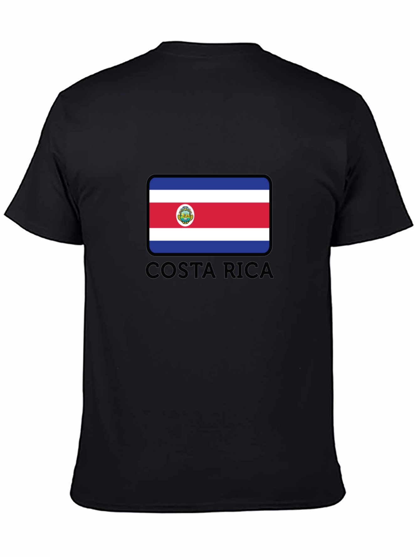 Costa Rica Flag Graphic T-Shirt - Black Cotton Tee