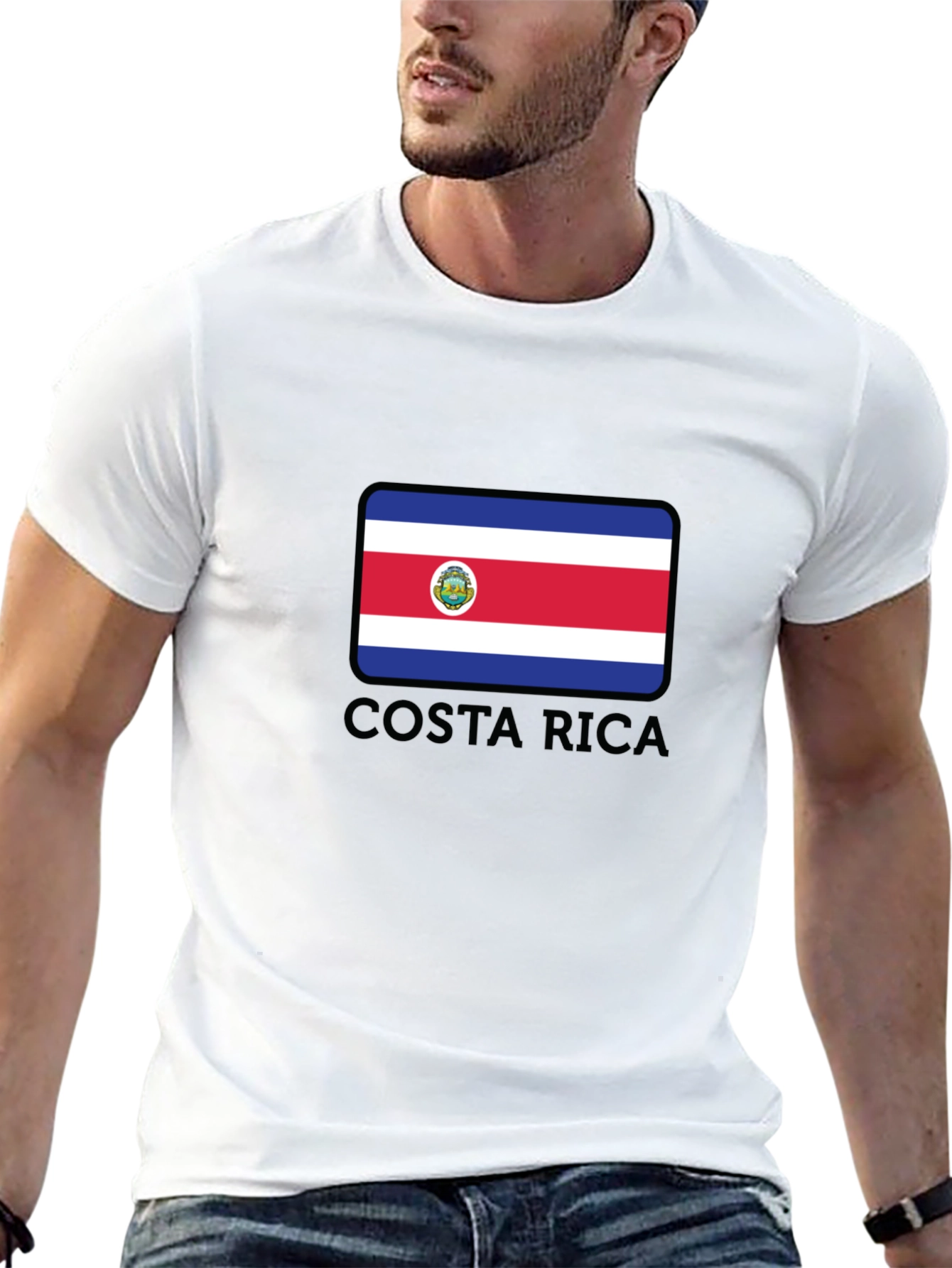 Costa Rica Flag Graphic T-Shirt - Black Cotton Tee