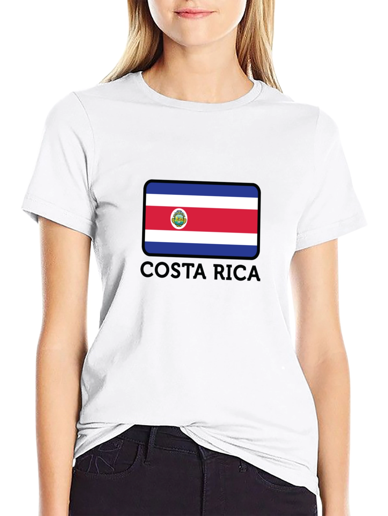 Costa Rica Flag Graphic T-Shirt - Black Cotton Tee