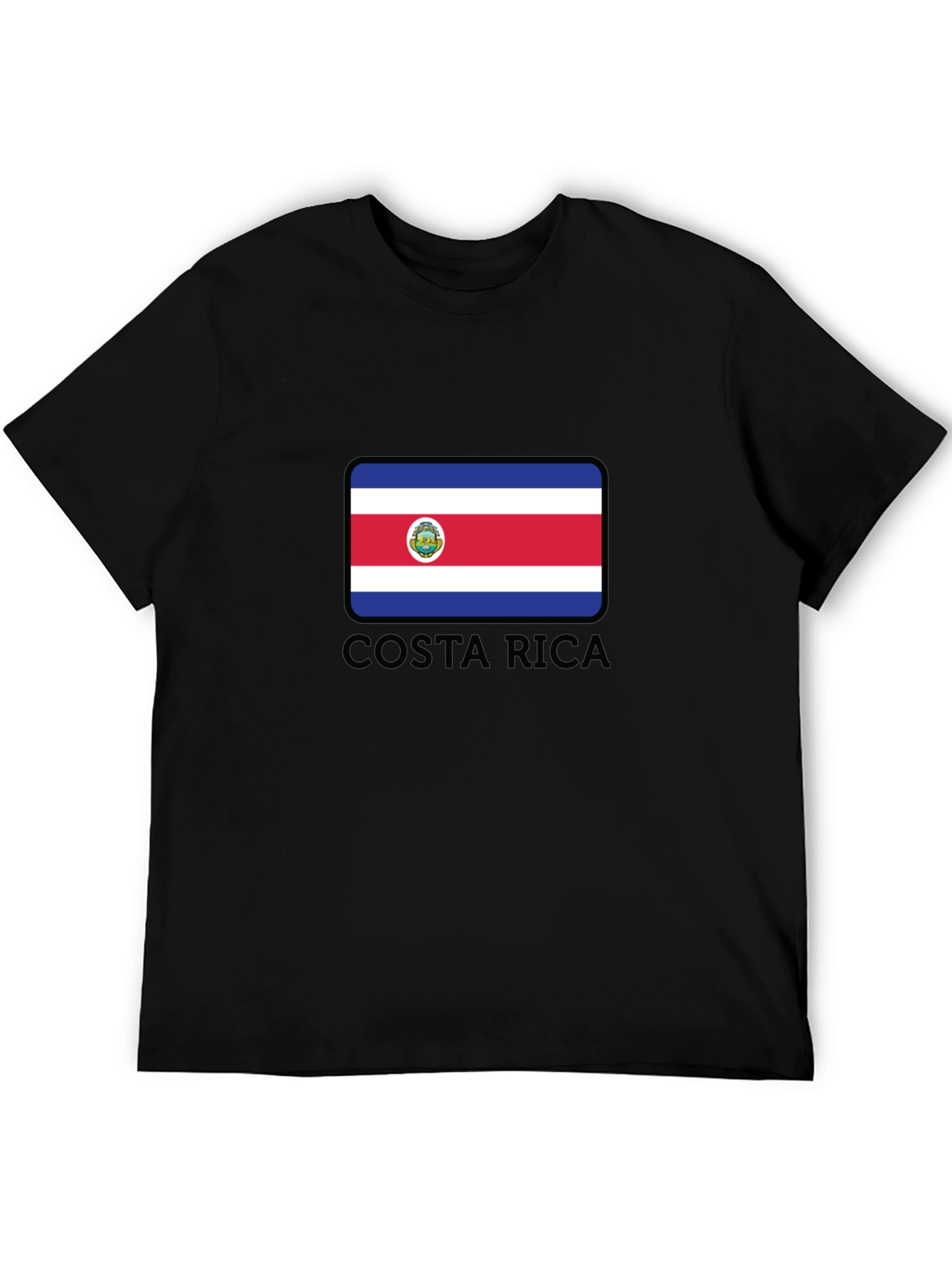 Costa Rica Flag Graphic T-Shirt - Black Cotton Tee