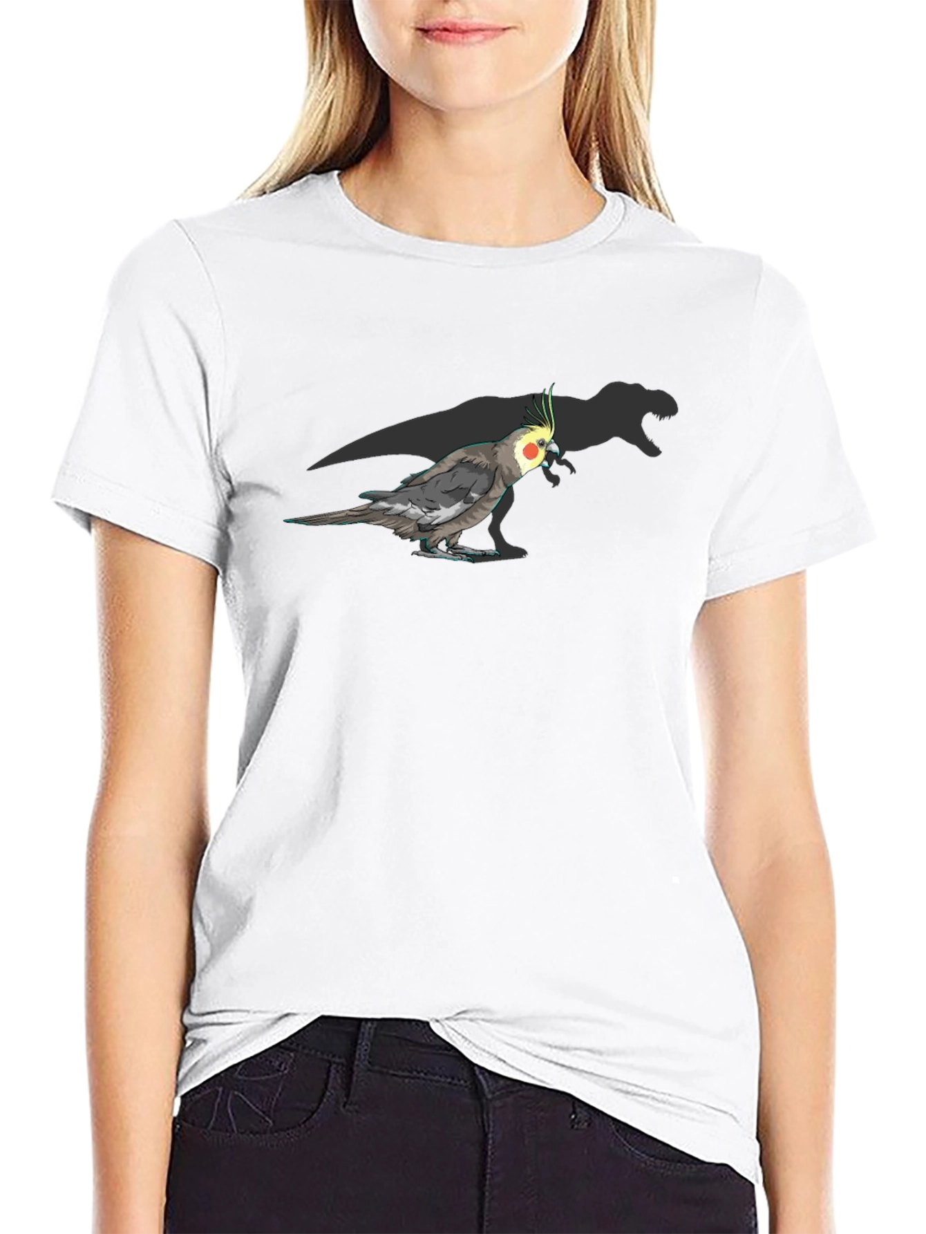 Cockatiel Dinosaur Shadow T-Shirt - Unique Graphic Tee