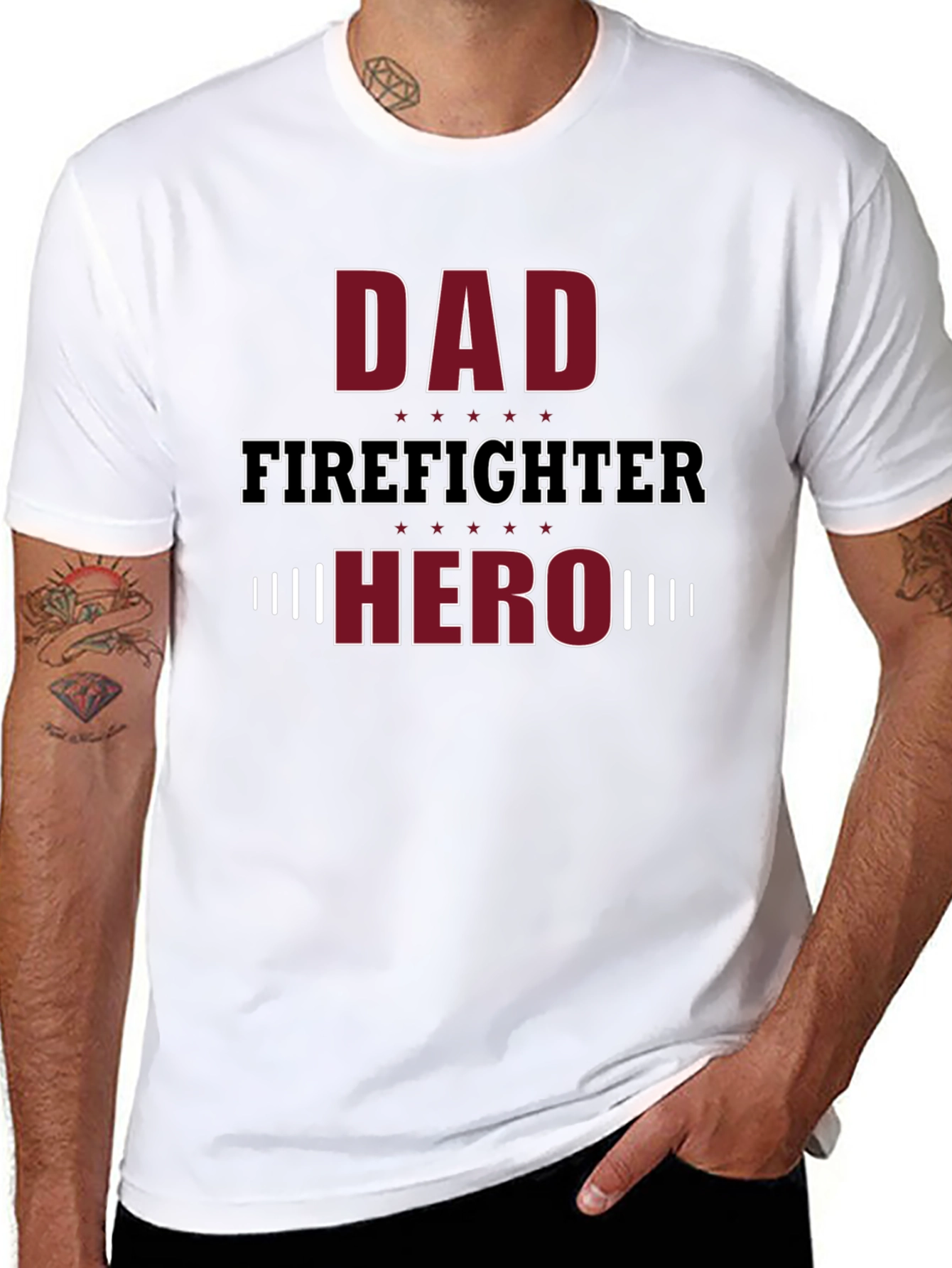 Dad Firefighter Hero Graphic T-Shirt