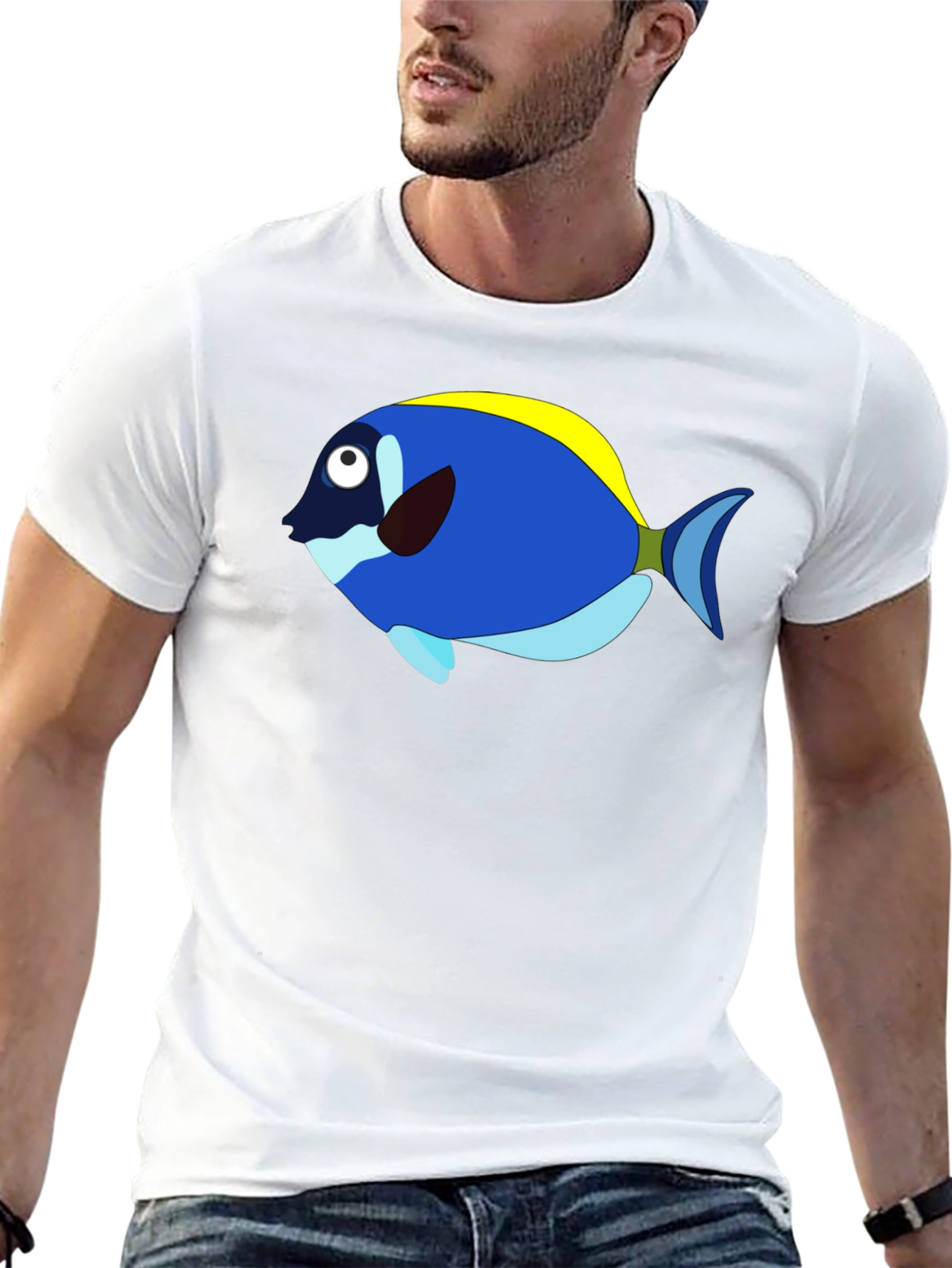 Blue Tang Cartoon Graphic T-Shirt