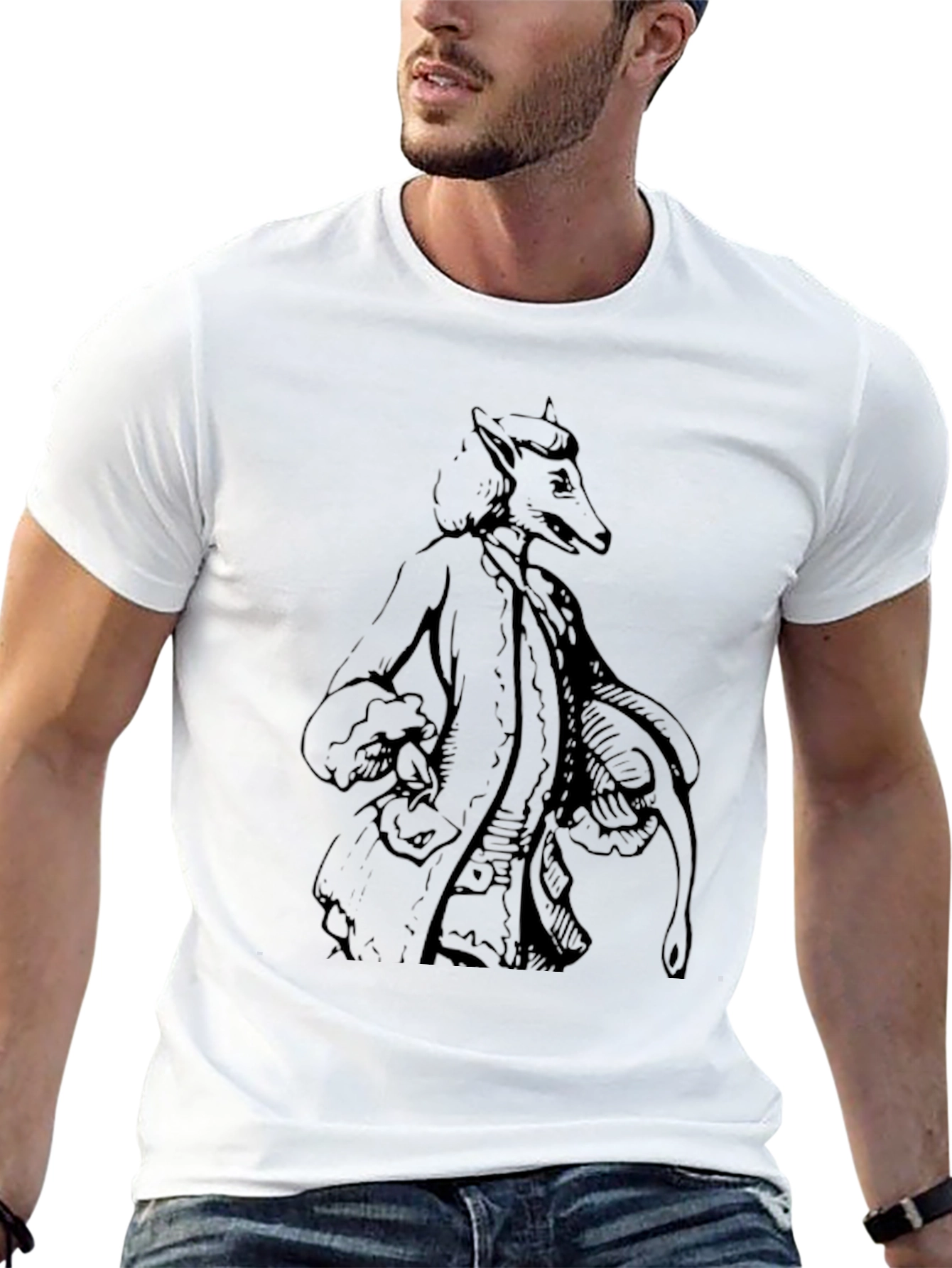 Fanciful Fox Graphic Tee - Black Cotton Shirt