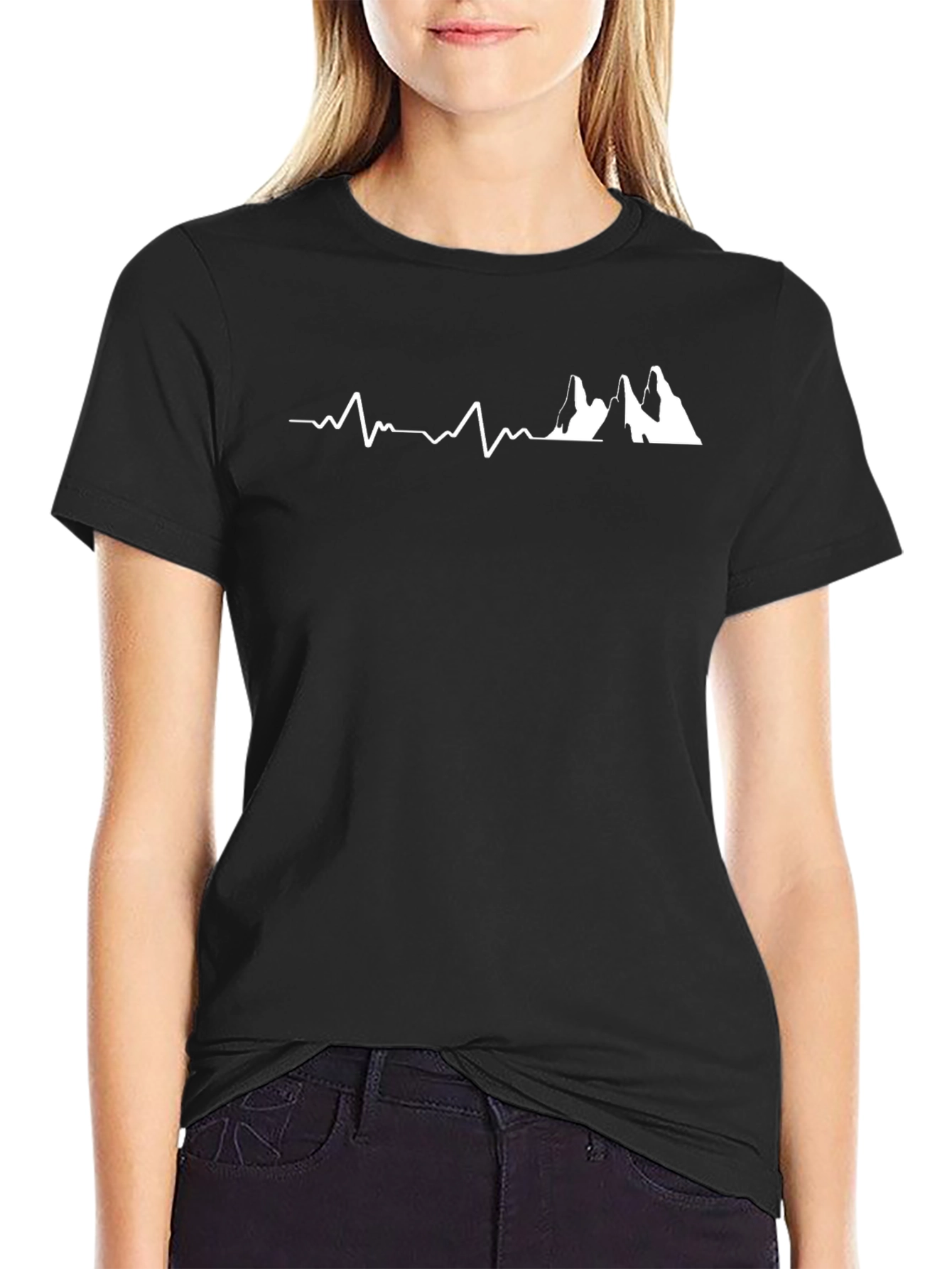 Mountain Heartbeat Graphic Tee - Black