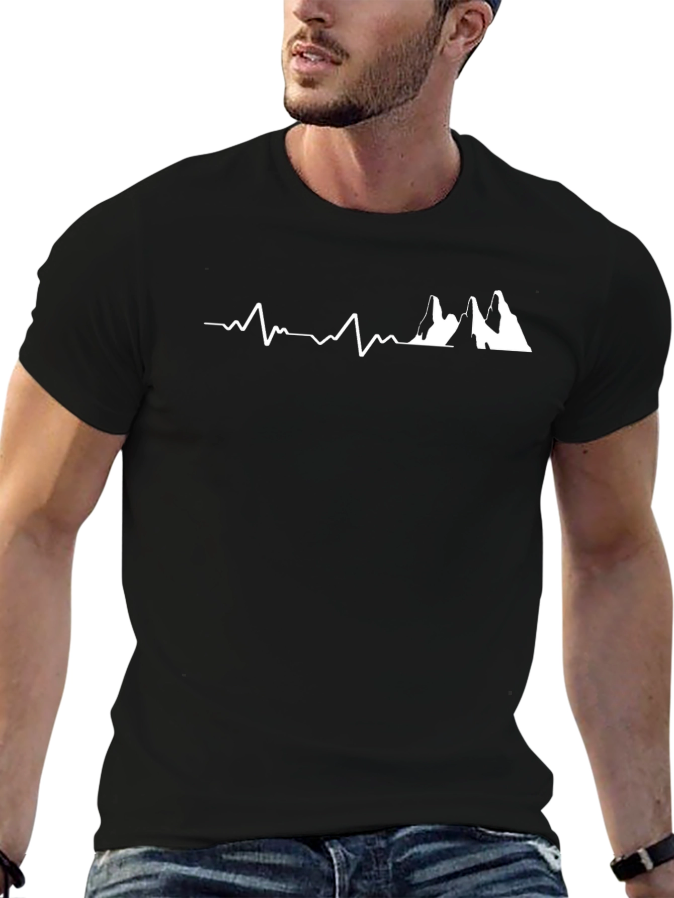 Mountain Heartbeat Graphic Tee - Black
