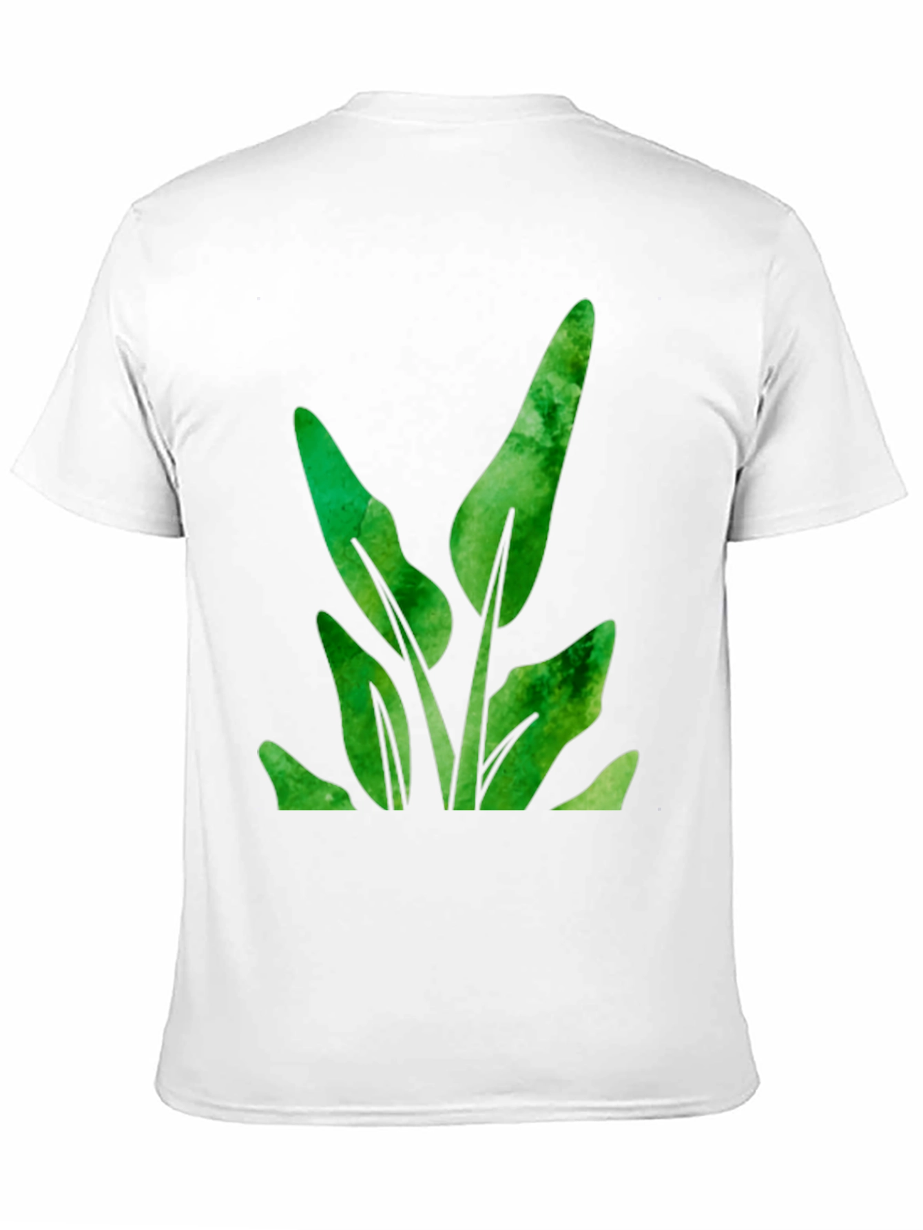 Green Leaf Plant Graphic Black T-Shirt